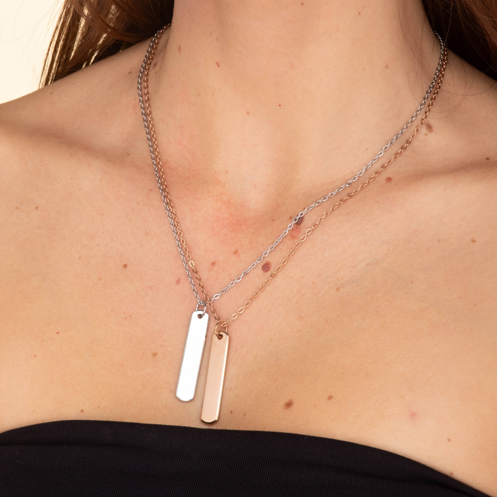 Slim Dog Tag Engraved Personalised Necklace - Camile & Stone