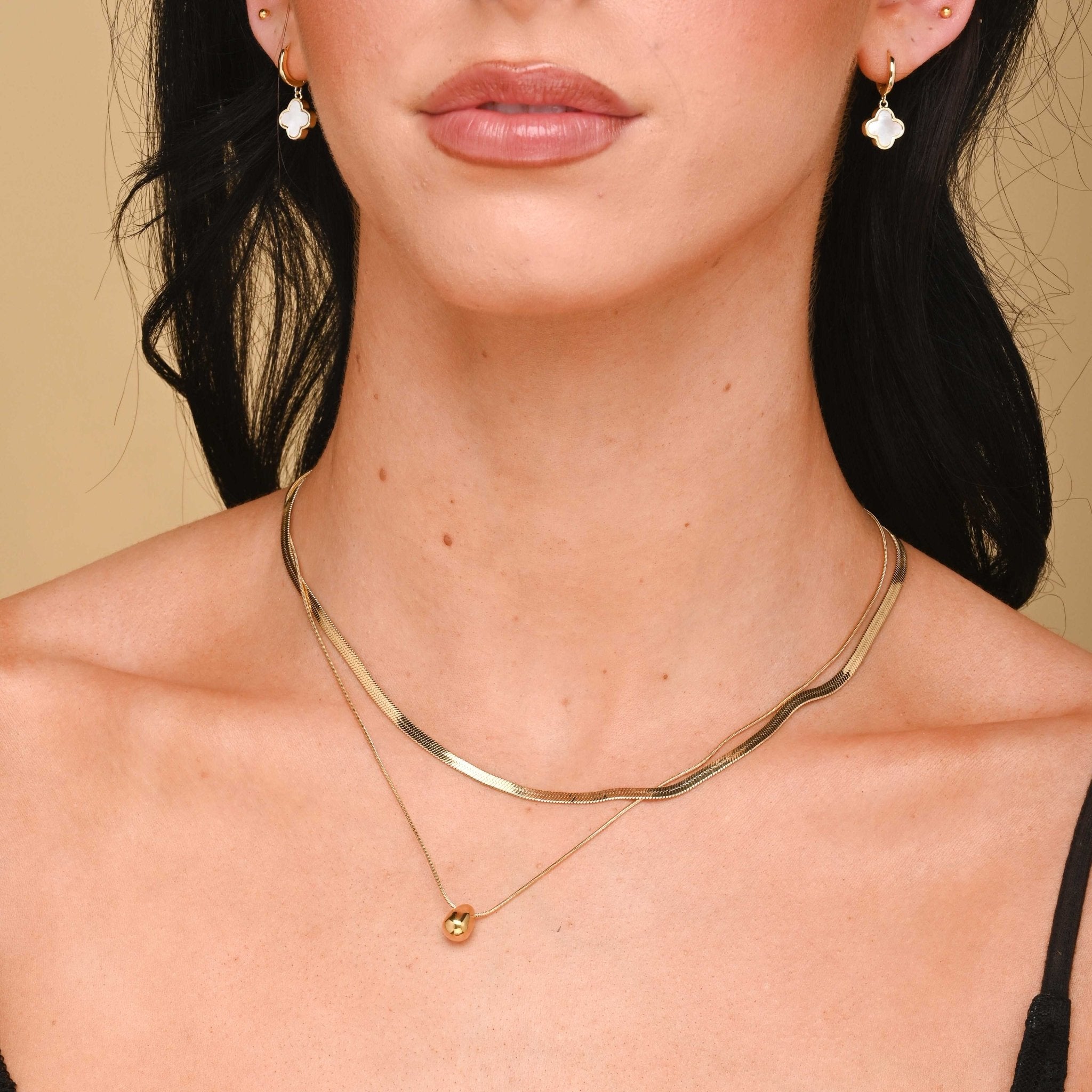 Snake Teardrop Dome Layering Necklace - Camile & Stone