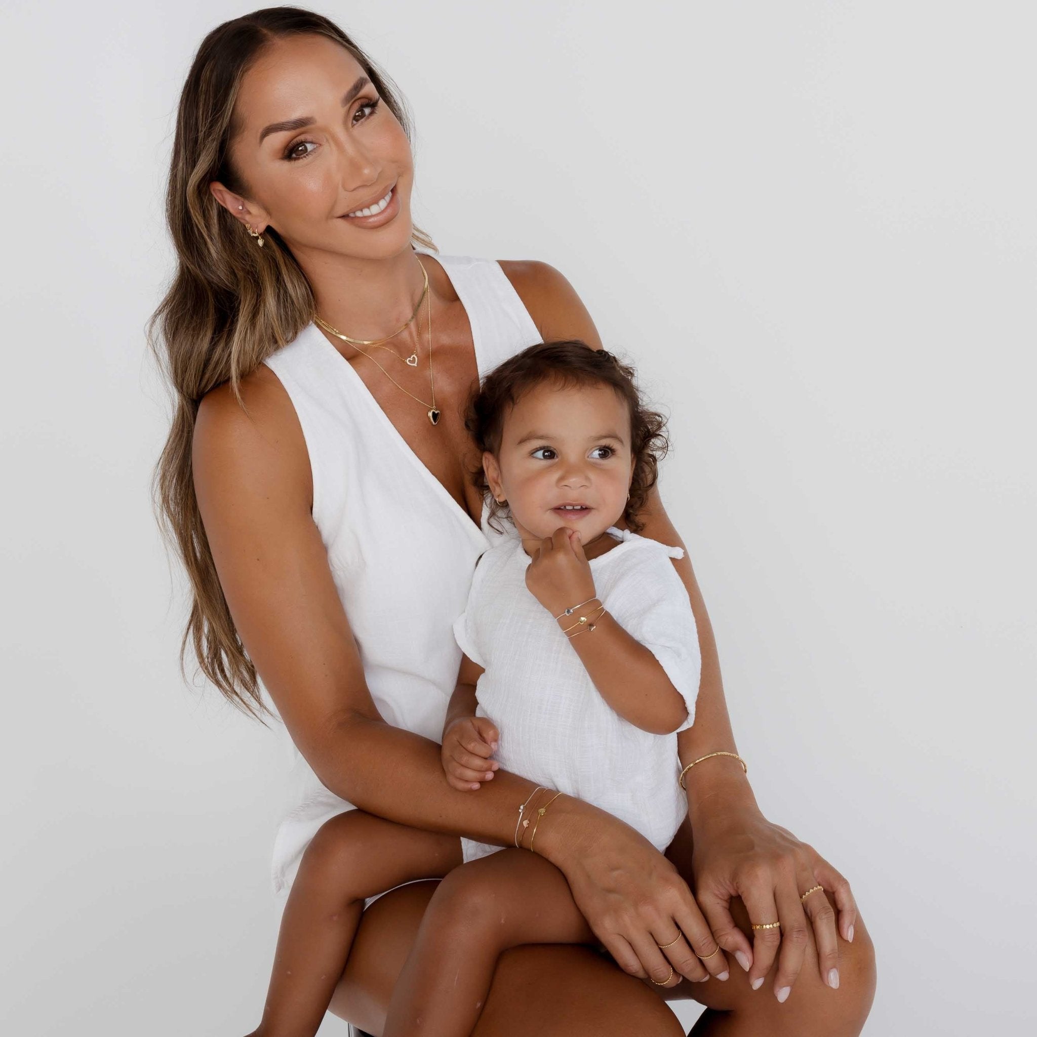 Solid Heart Chain Bracelet - Mum & Me Set - Camile & Stone