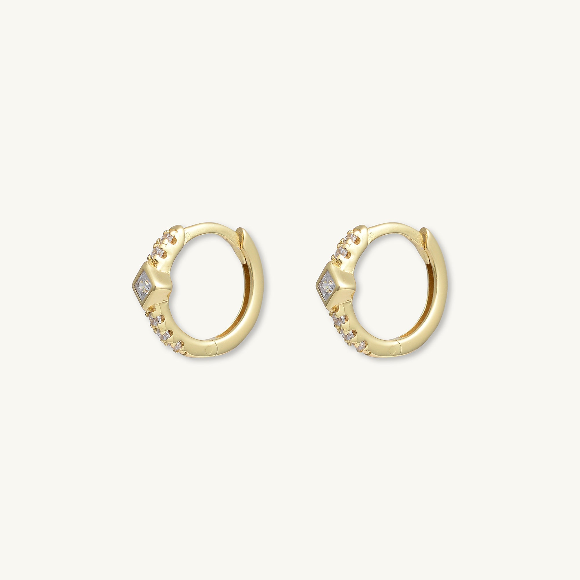 Square Zirconia Huggie Earrings - Camile & Stone