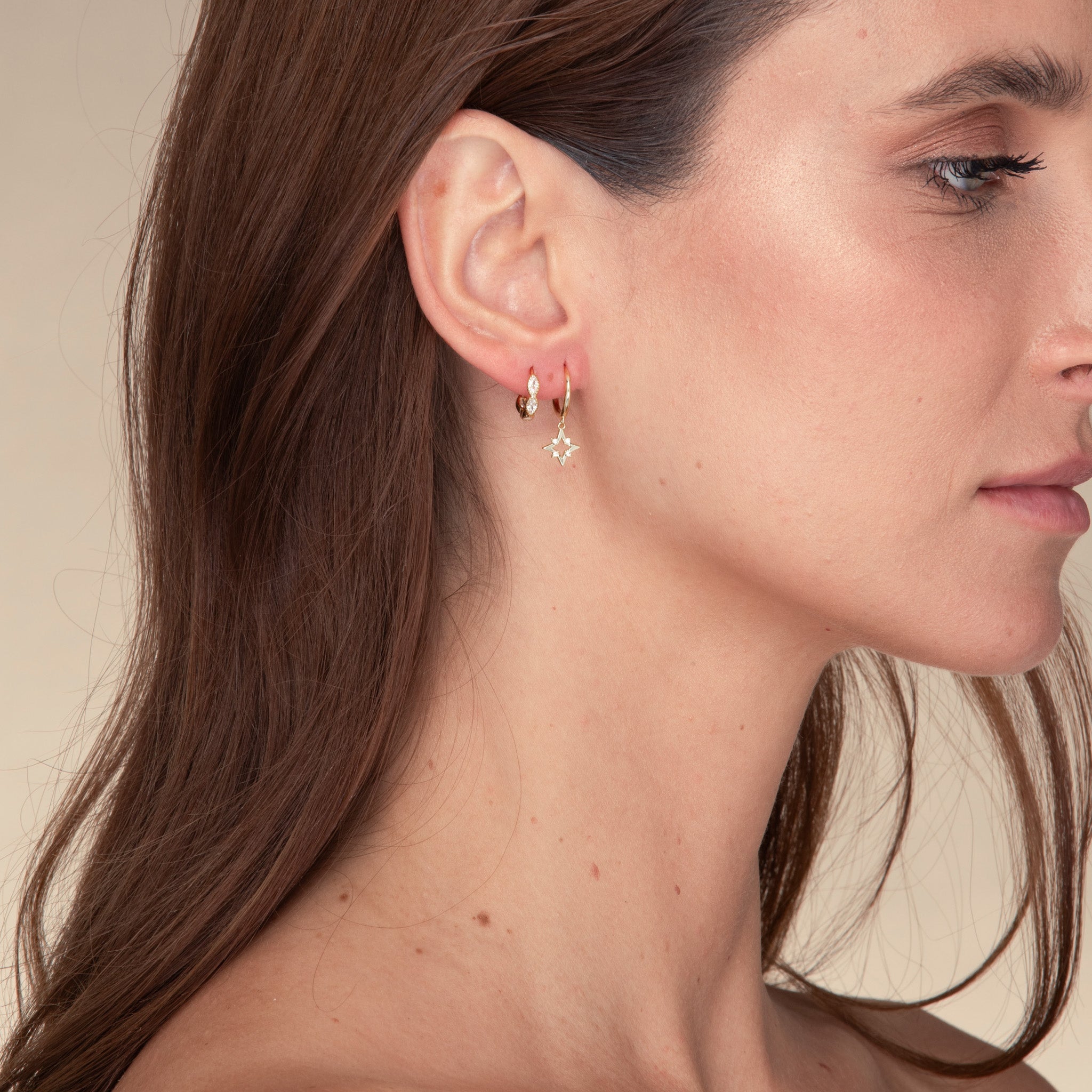 Star Zirconia Dangle Huggie Earrings - Camile & Stone