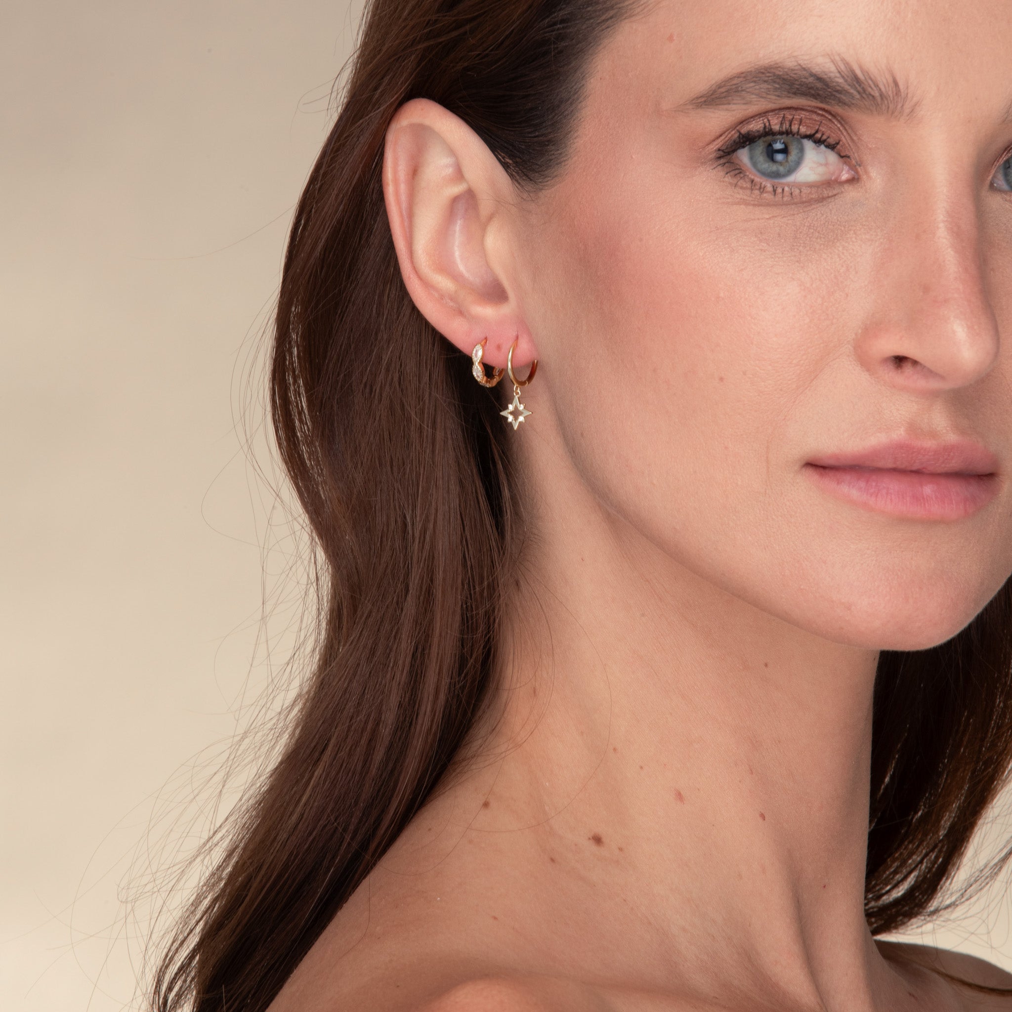 Star Zirconia Dangle Huggie Earrings - Camile & Stone