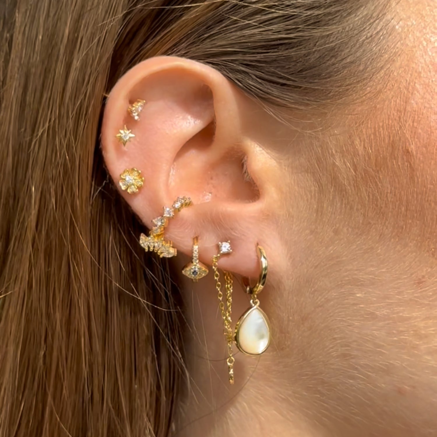 Teardrop Moonstone Huggie Hoop Earrings - Camile & Stone