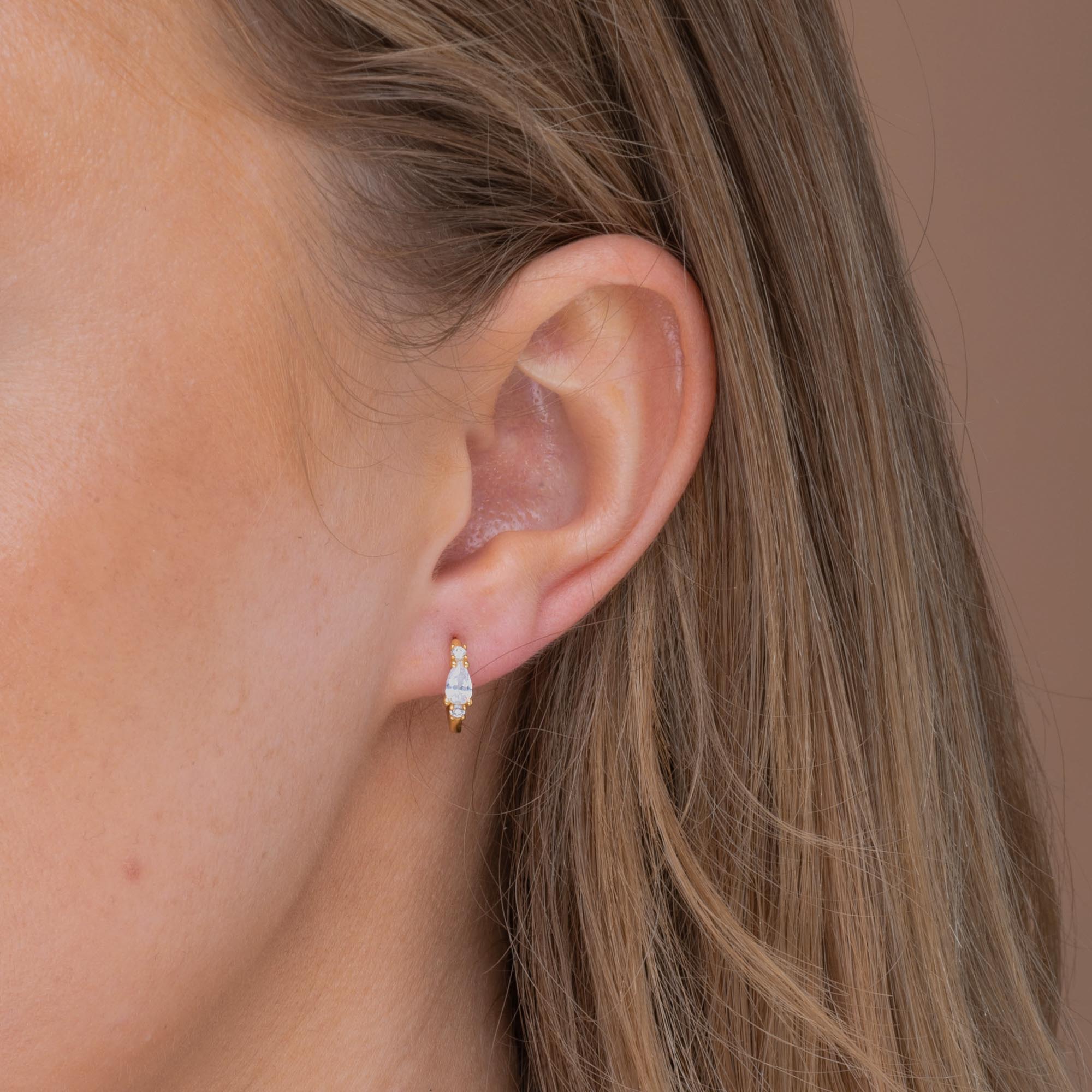 Teardrop Sapphire Huggie Earrings - Camile & Stone