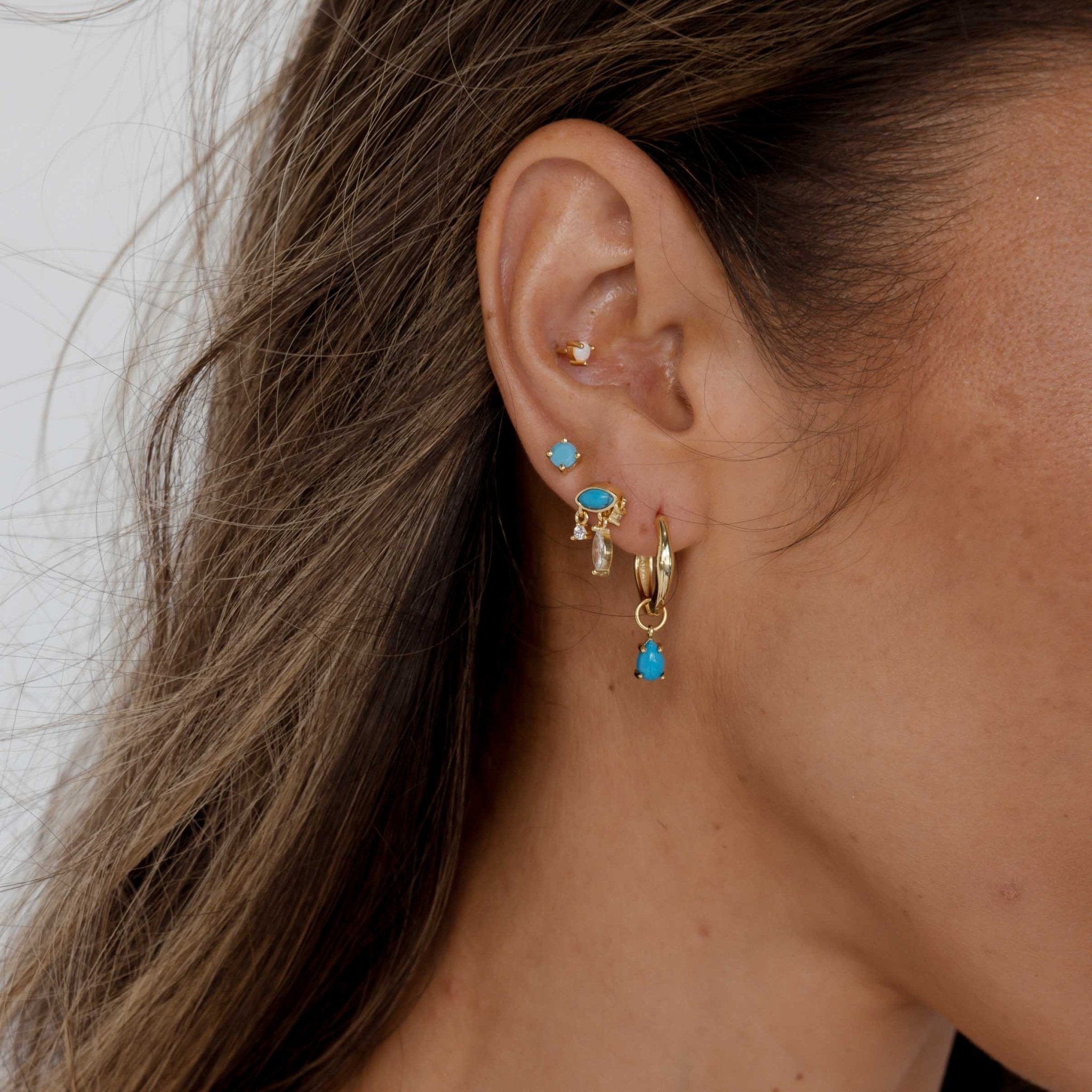 Teardrop Turquoise Huggie Earrings - Camile & Stone