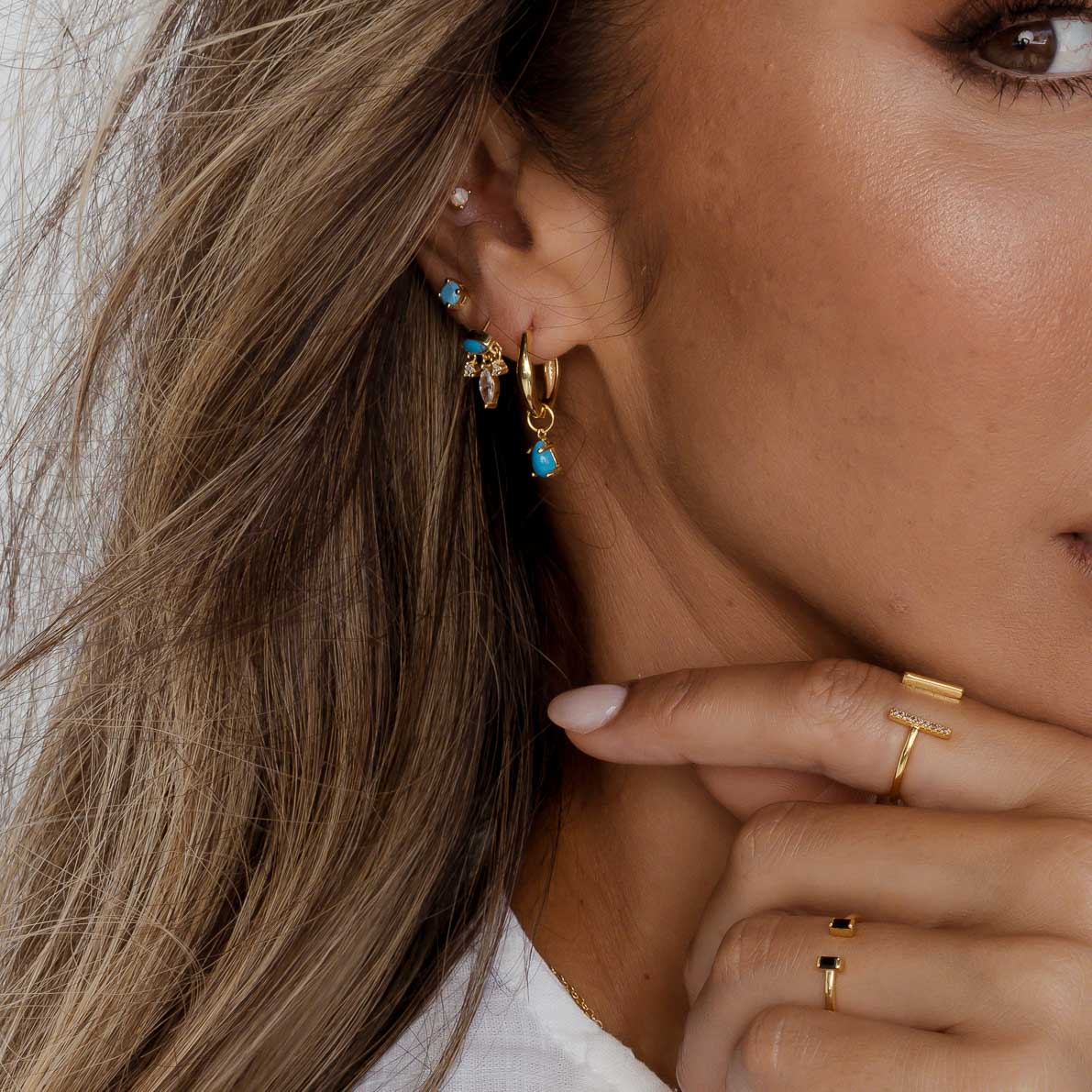 Teardrop Turquoise Huggie Earrings - Camile & Stone