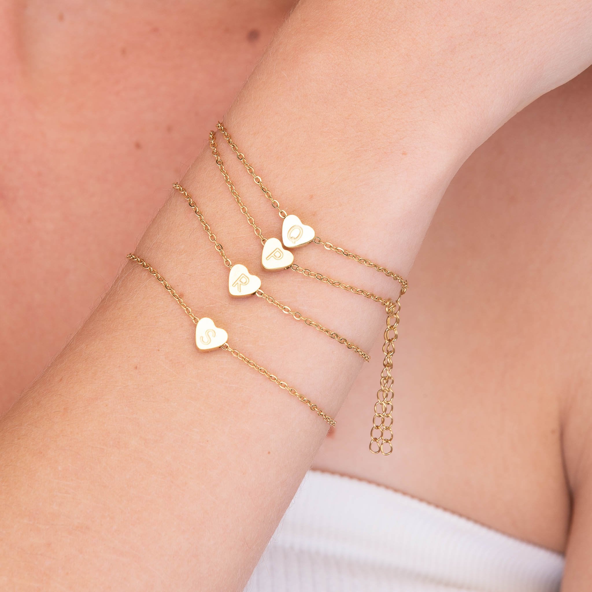 The Heart Pendant Initial Letter Bracelet - Camile & Stone