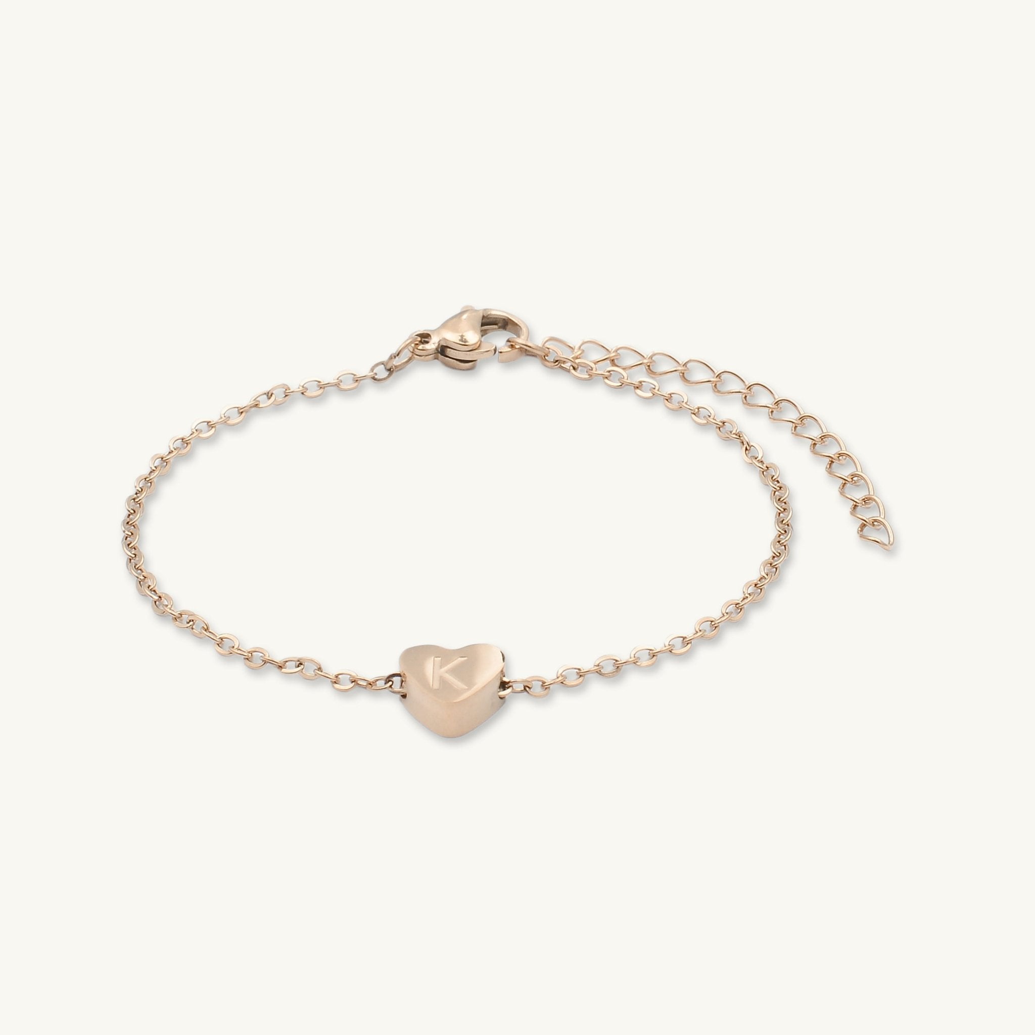 The Heart Pendant Initial Letter Bracelet - Camile & Stone