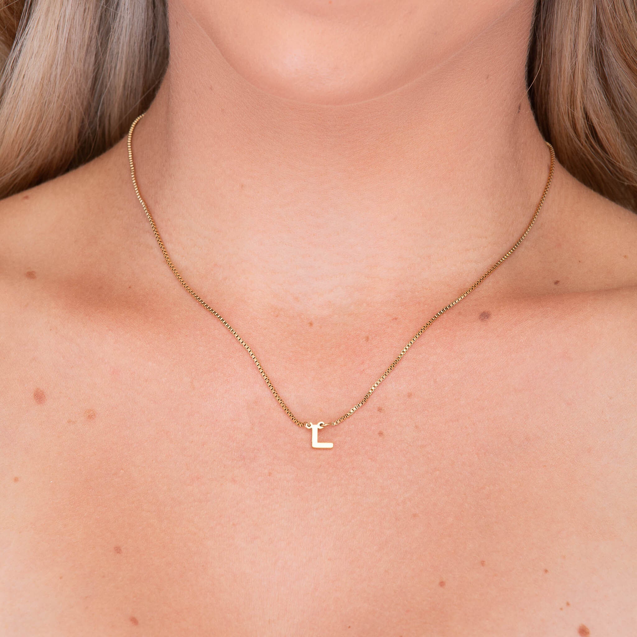 The Original Initial Letter Box Chain Necklace - Camile & Stone