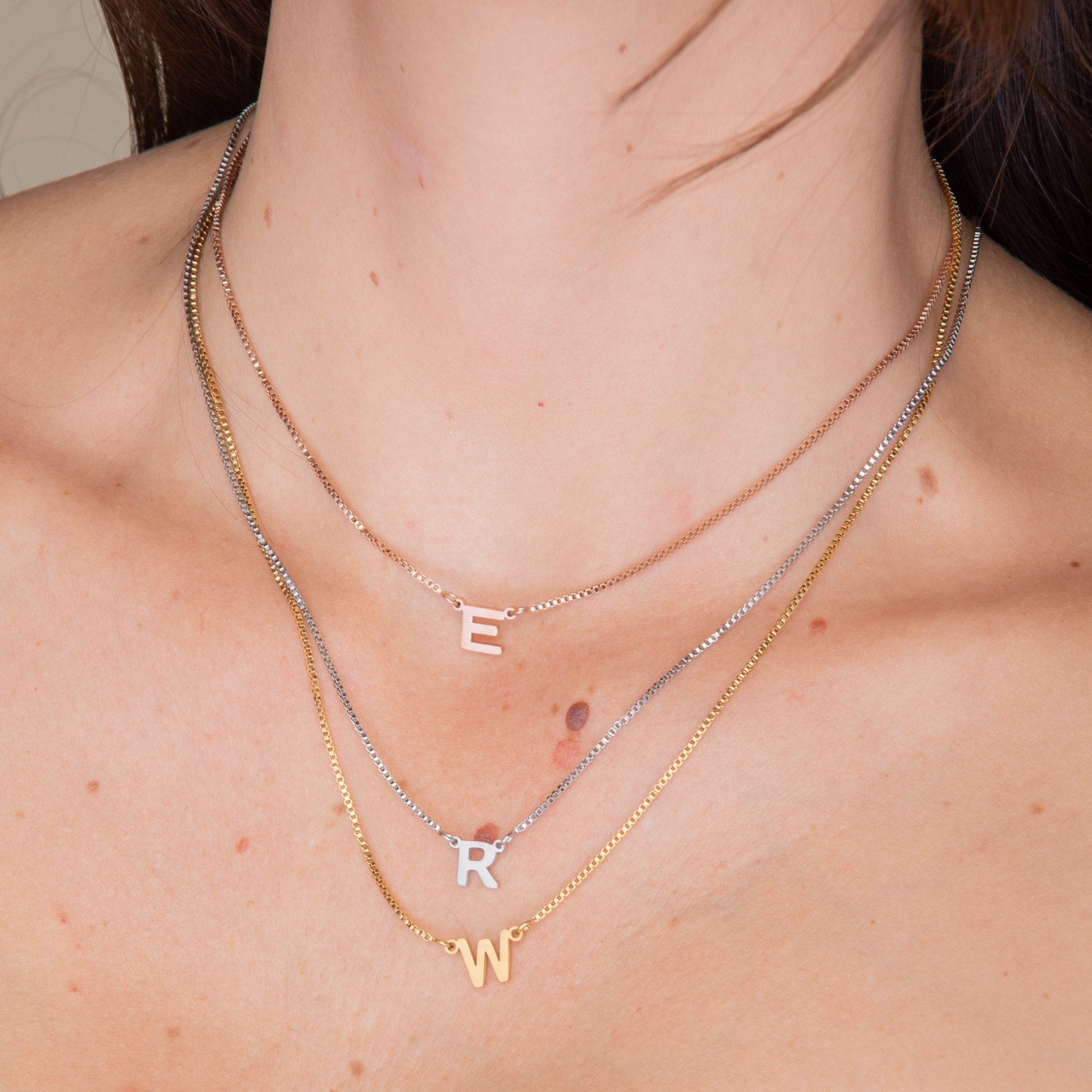 The Original Initial Letter Box Chain Necklace - Camile & Stone