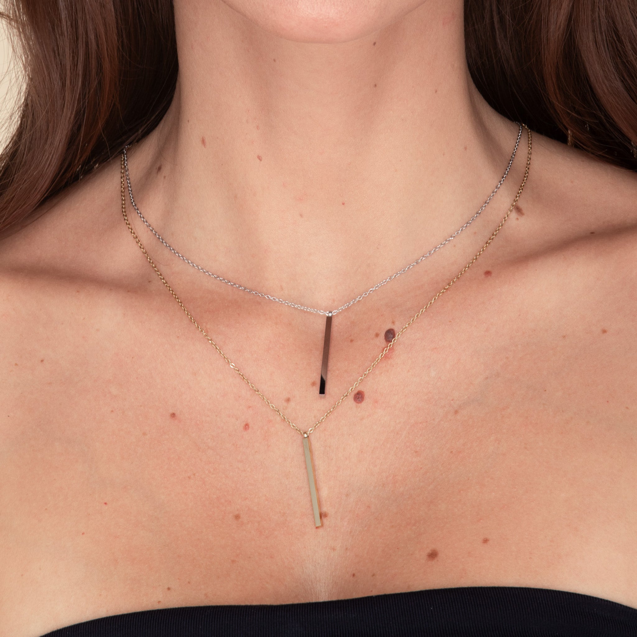 Thin Bar Drop Necklace - Camile & Stone