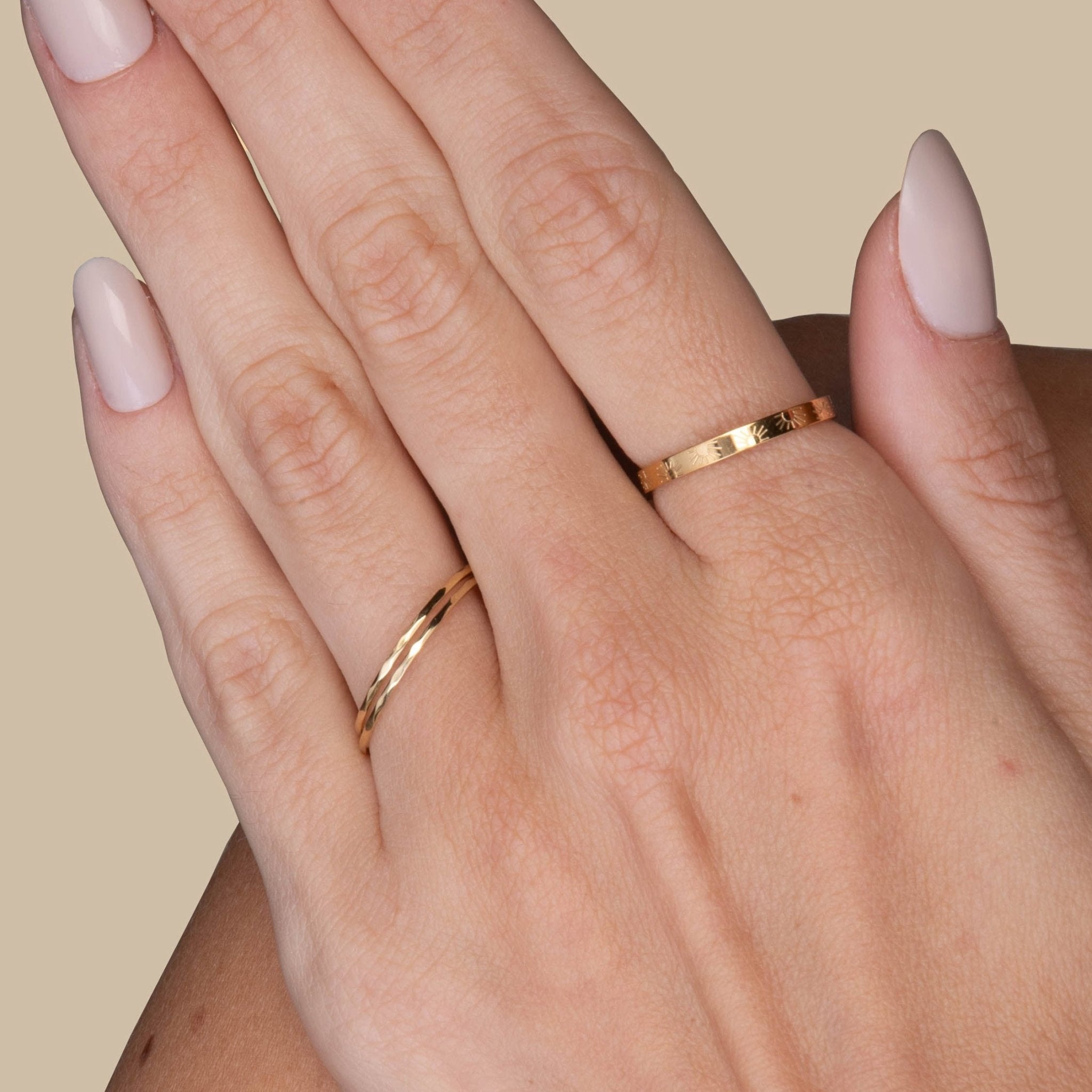 Thin Hammered Stacker Ring - Camile & Stone