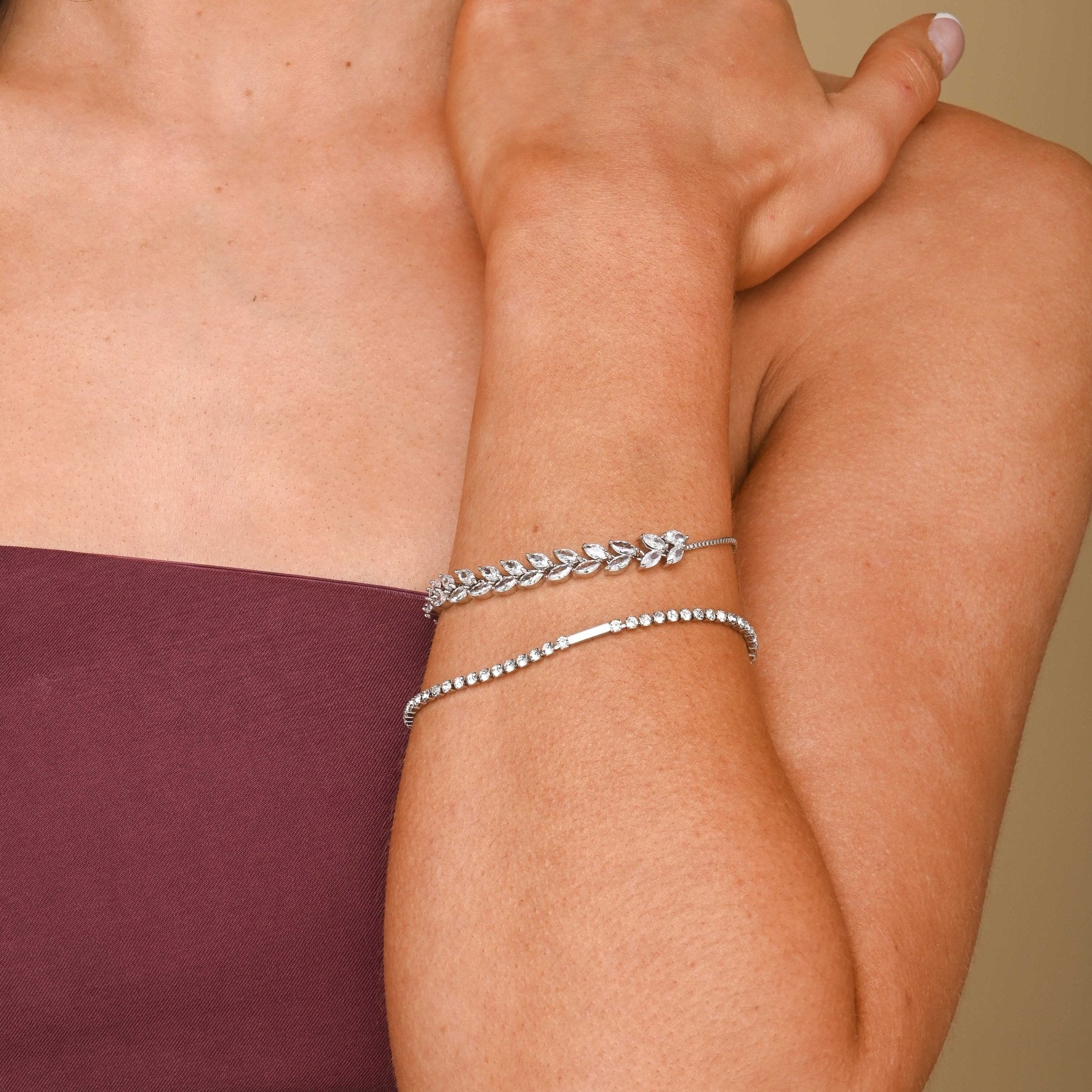 Tilly Leaf Tennis Chain Bracelet - Camile & Stone