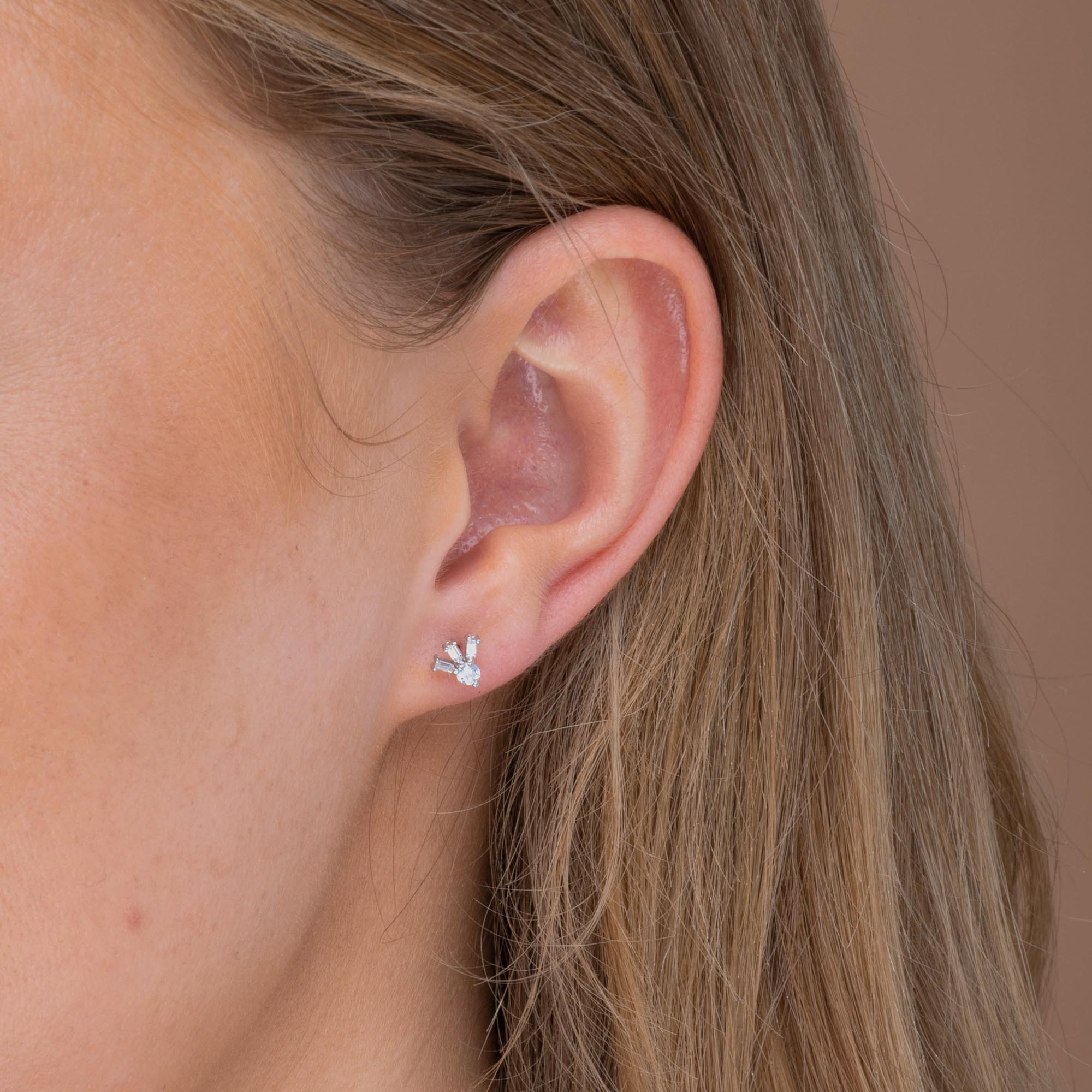 Trio Baguette Stud Earrings - Camile & Stone