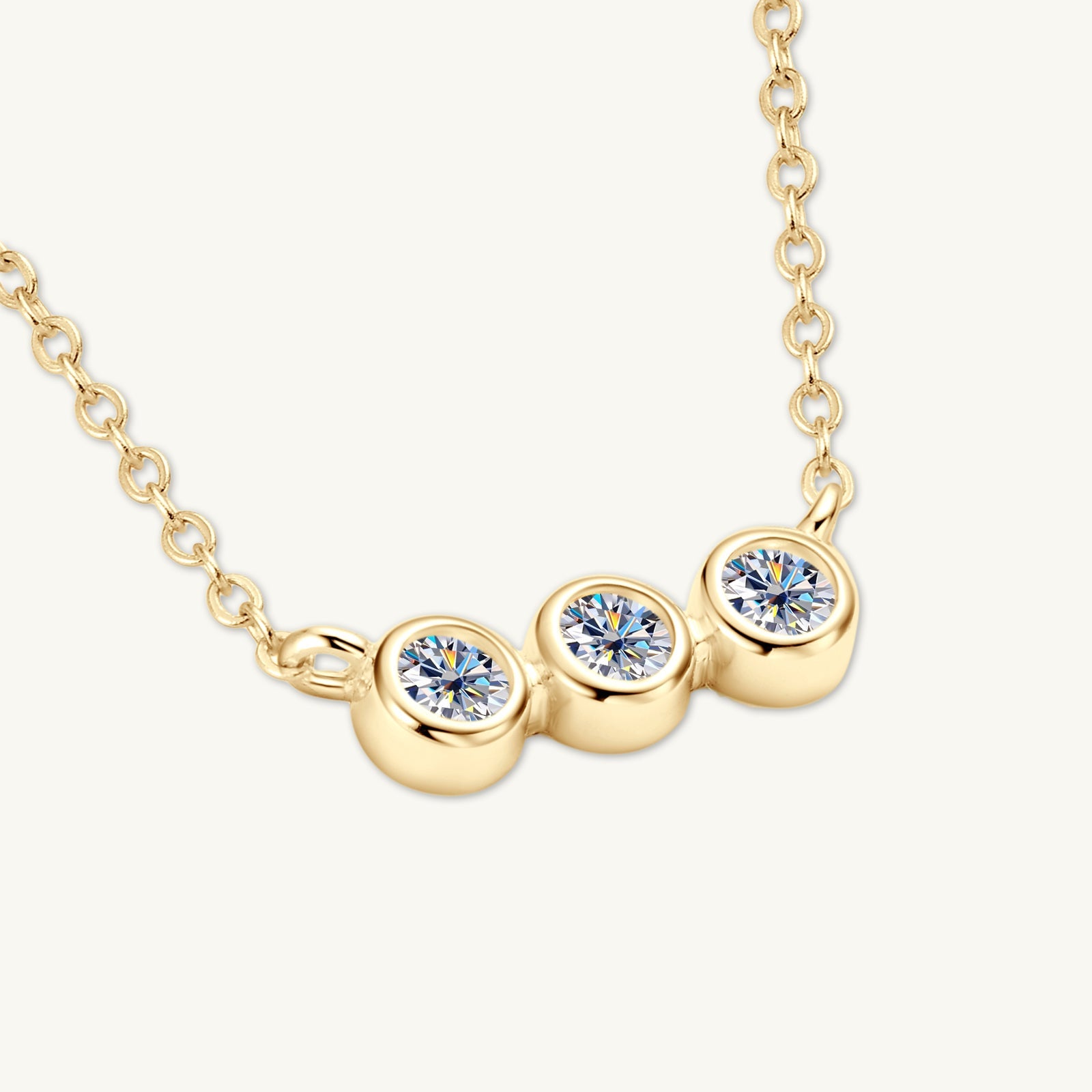 Trio Bezel Moissanite Necklace - Camile & Stone