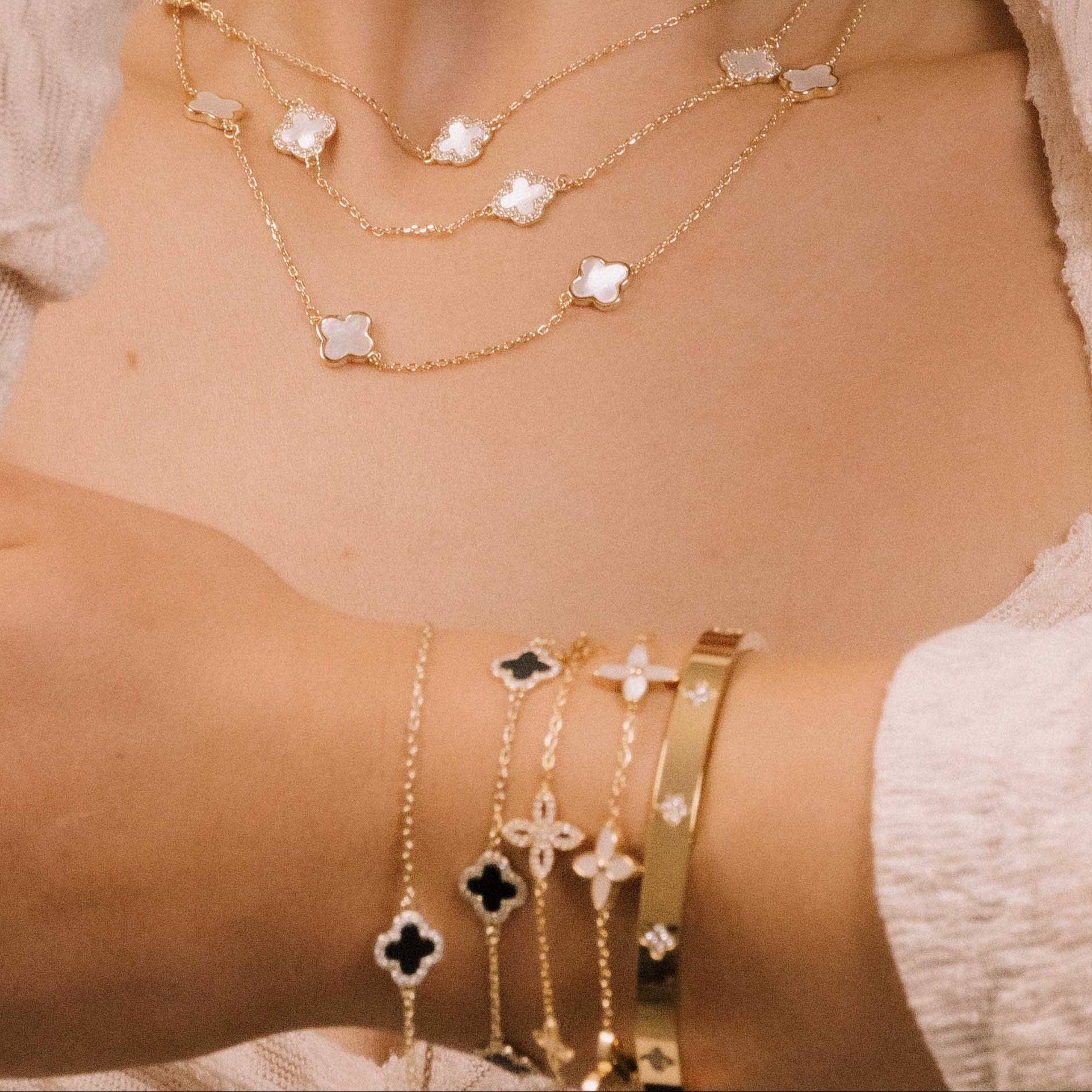 Trio Clover Marquise MOP Bracelet - Camile & Stone