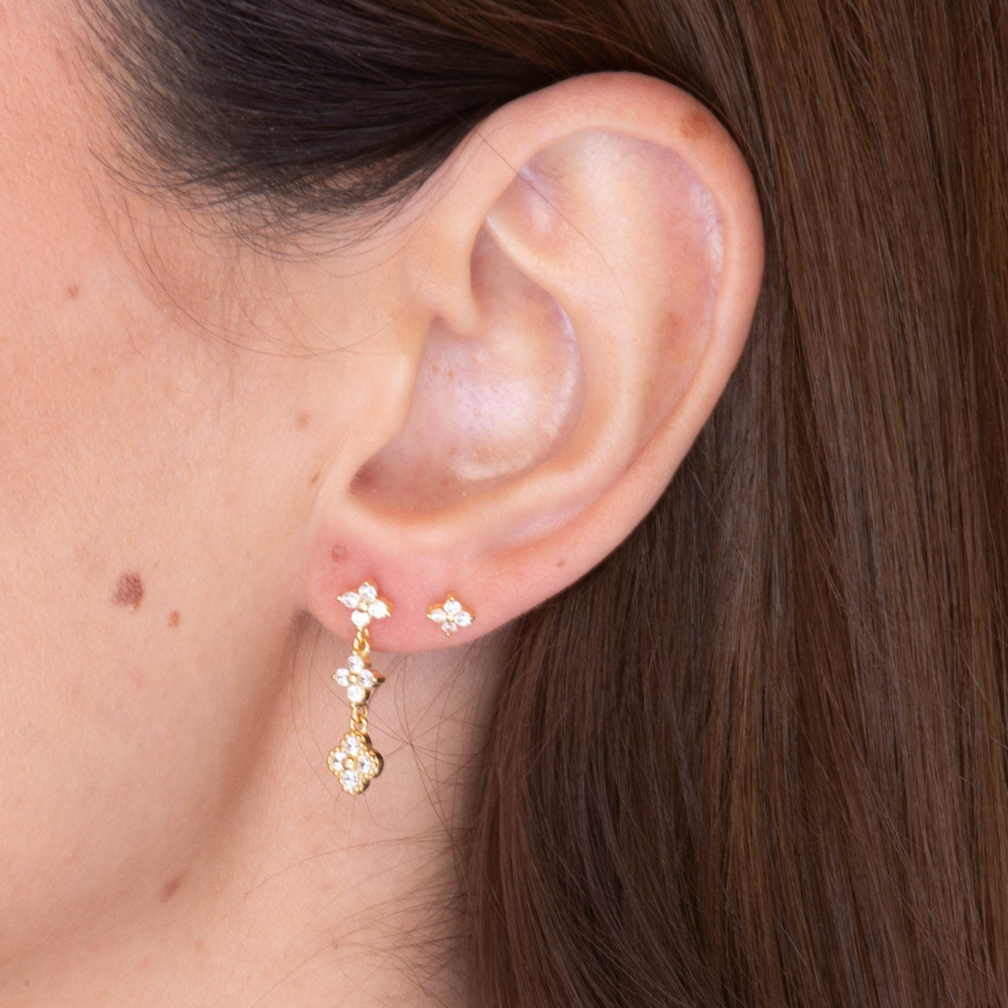 Trio Clover Sapphire Dangling Stud Earrings - Camile & Stone