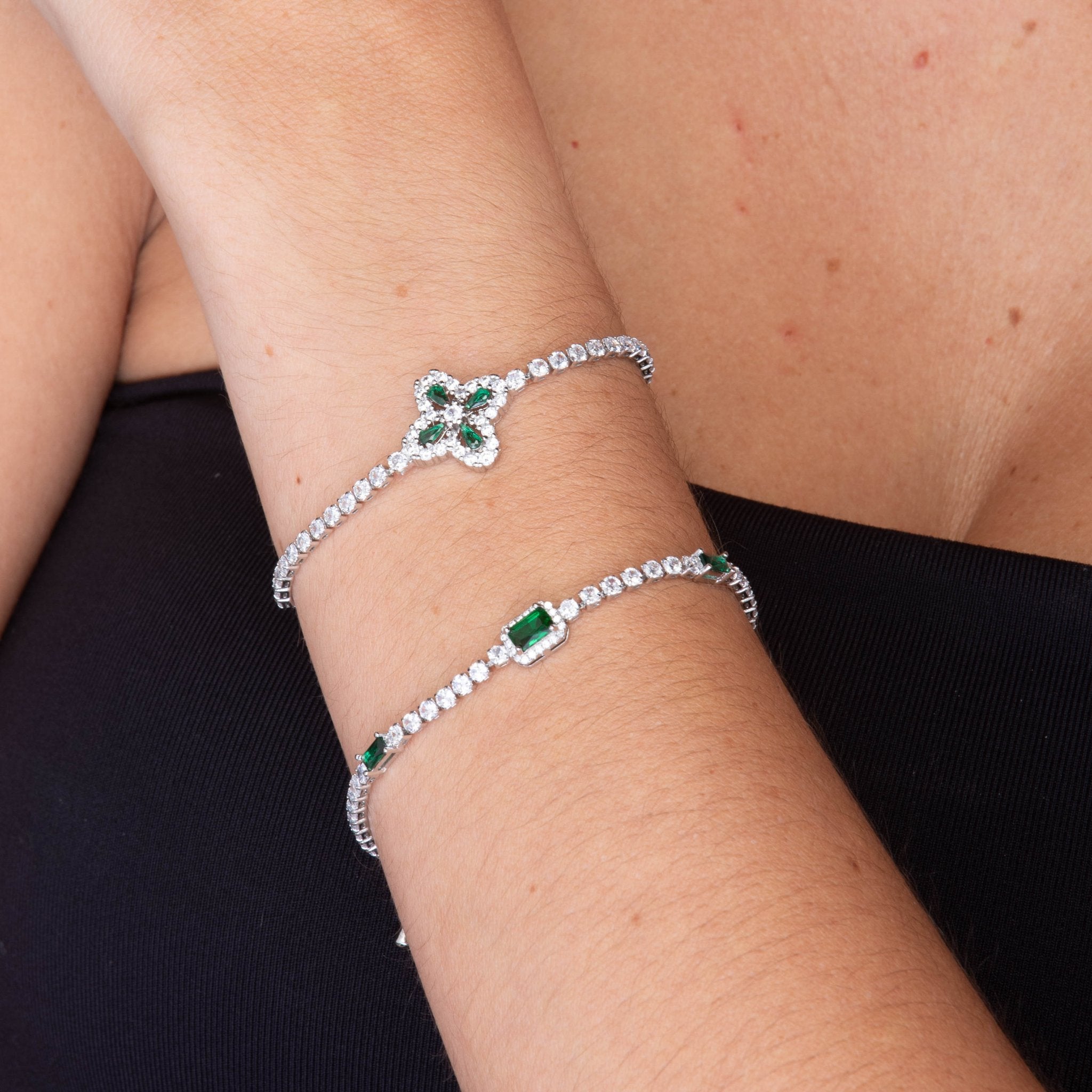 Trio Emerald Baguette Tennis Bracelet - Camile & Stone