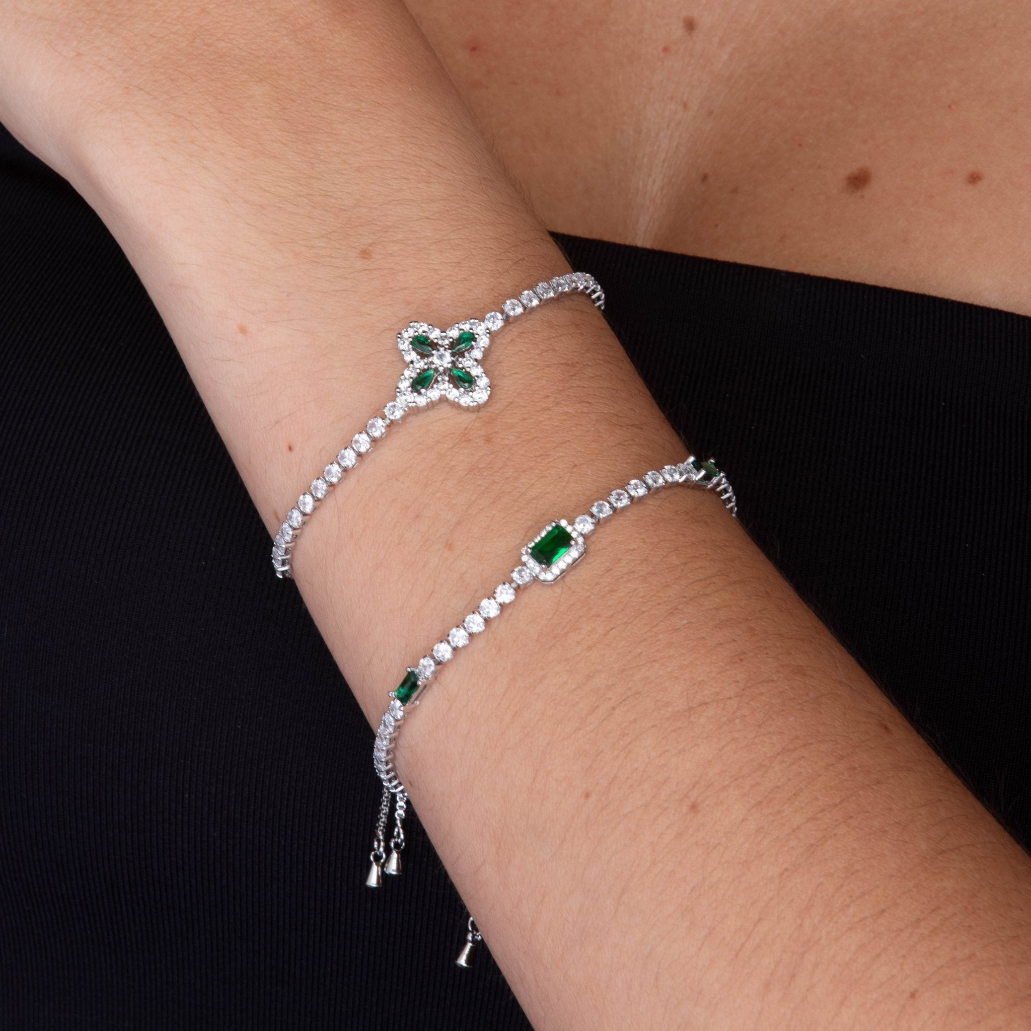 Trio Emerald Baguette Tennis Bracelet - Camile & Stone