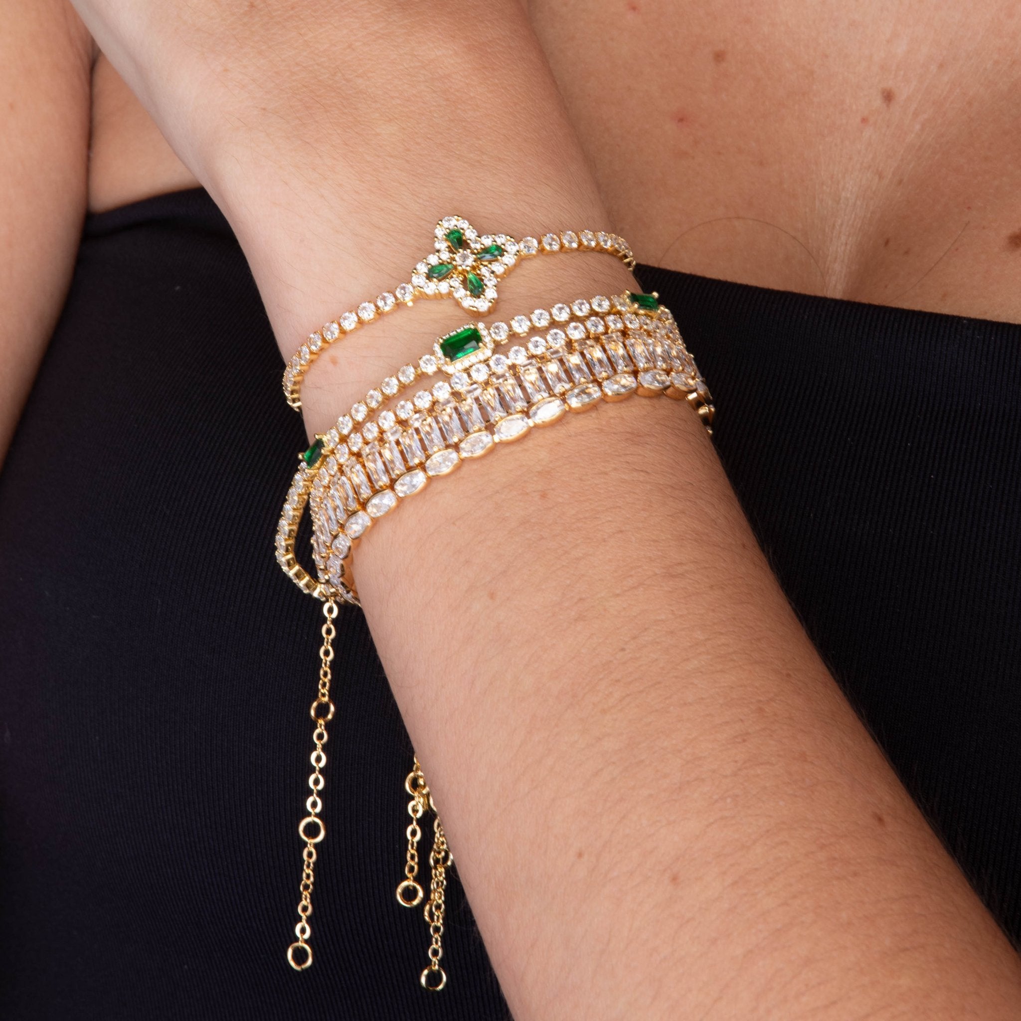 Trio Emerald Baguette Tennis Bracelet - Camile & Stone