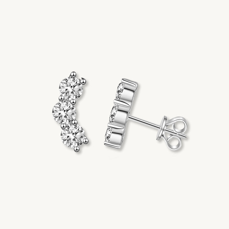 Trio Moissanite Stud Earrings 1.2 Carat - Camile & Stone