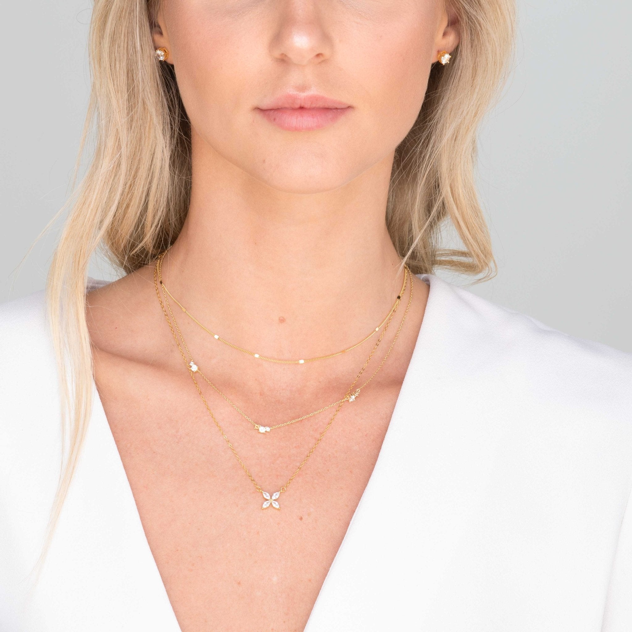 Trio Sapphire Station Chain Necklace - Camile & Stone