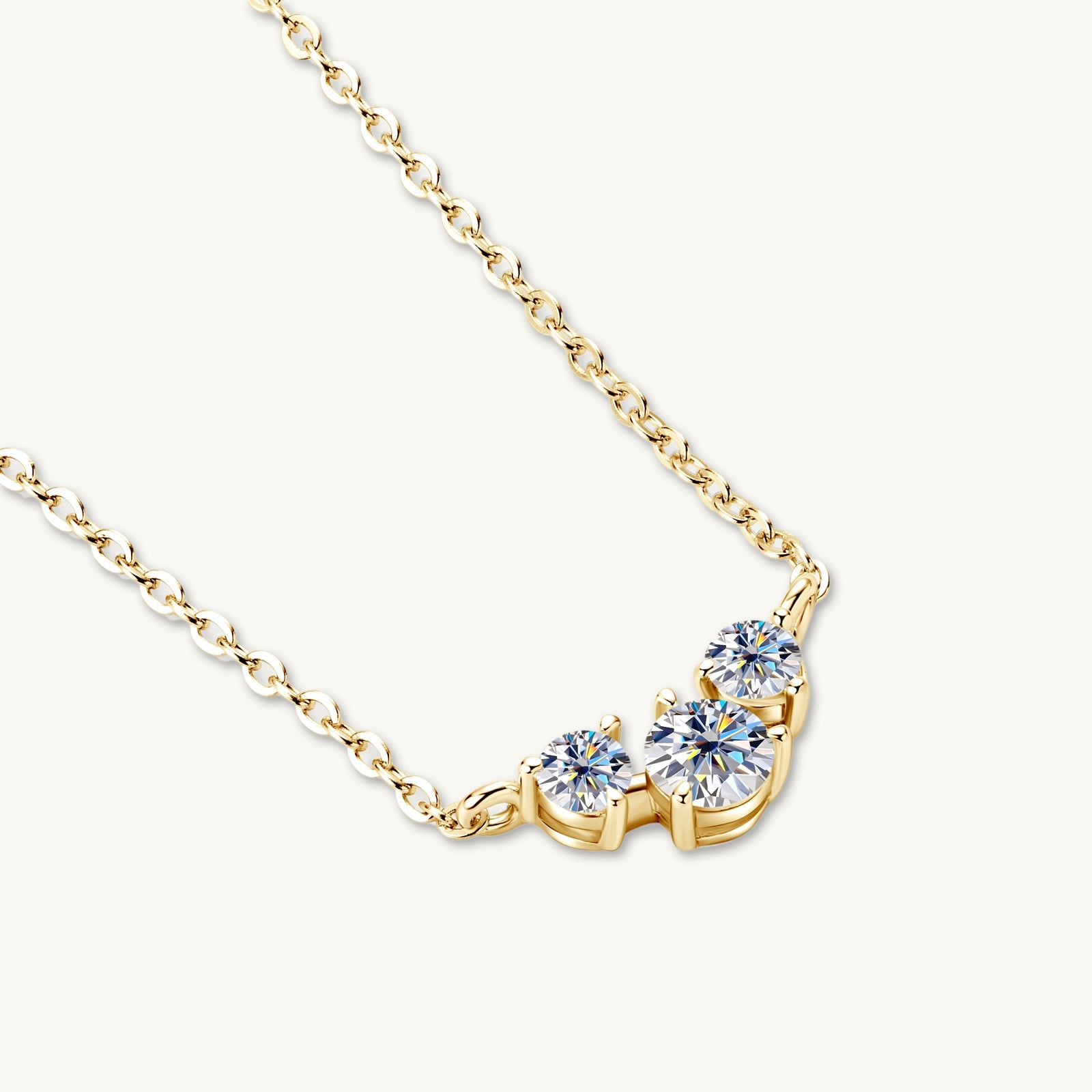 Trio Solitaire Moissanite Necklace - Camile & Stone