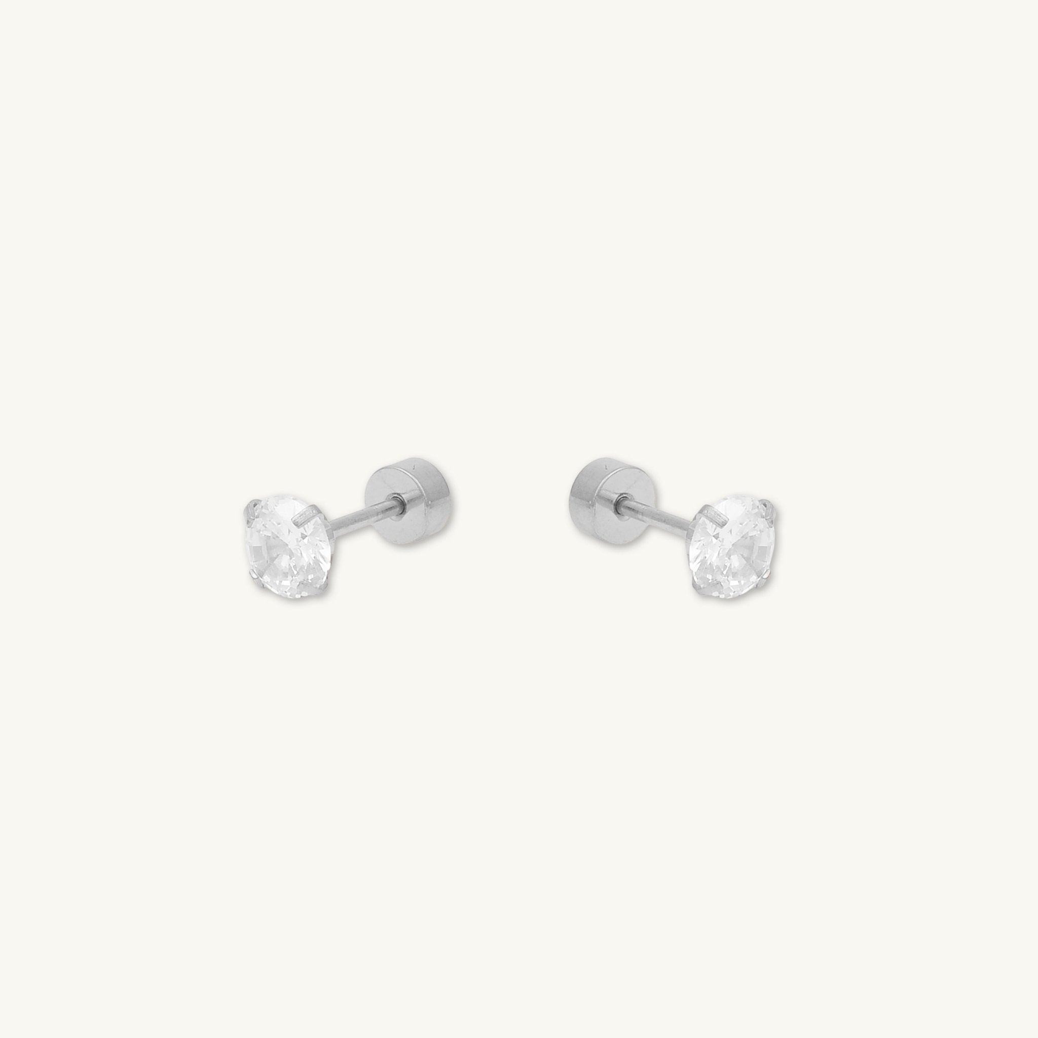 Unisex Circle Zirconia Flatback Earrings - Camile & Stone