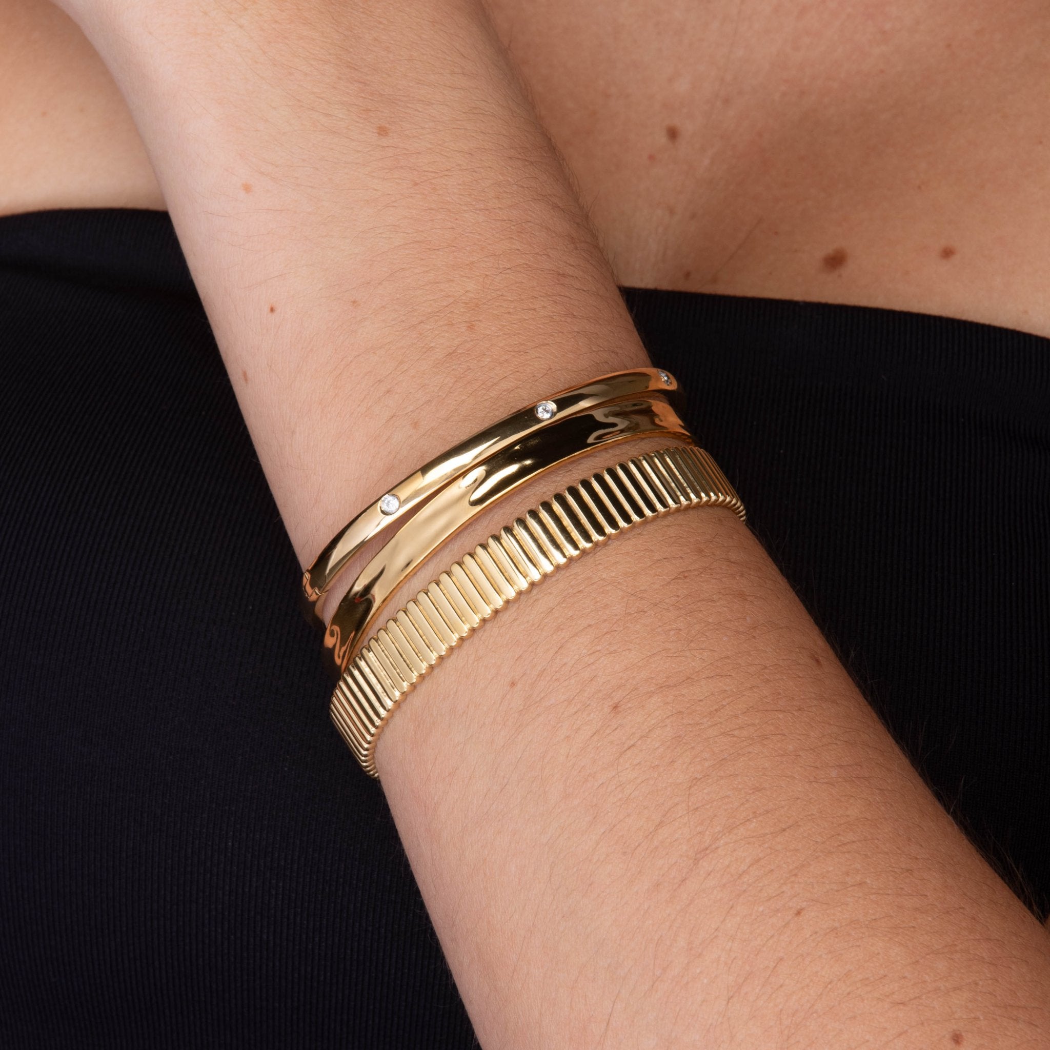 Unisex Ripple Cuff Bangle Bracelet - Camile & Stone