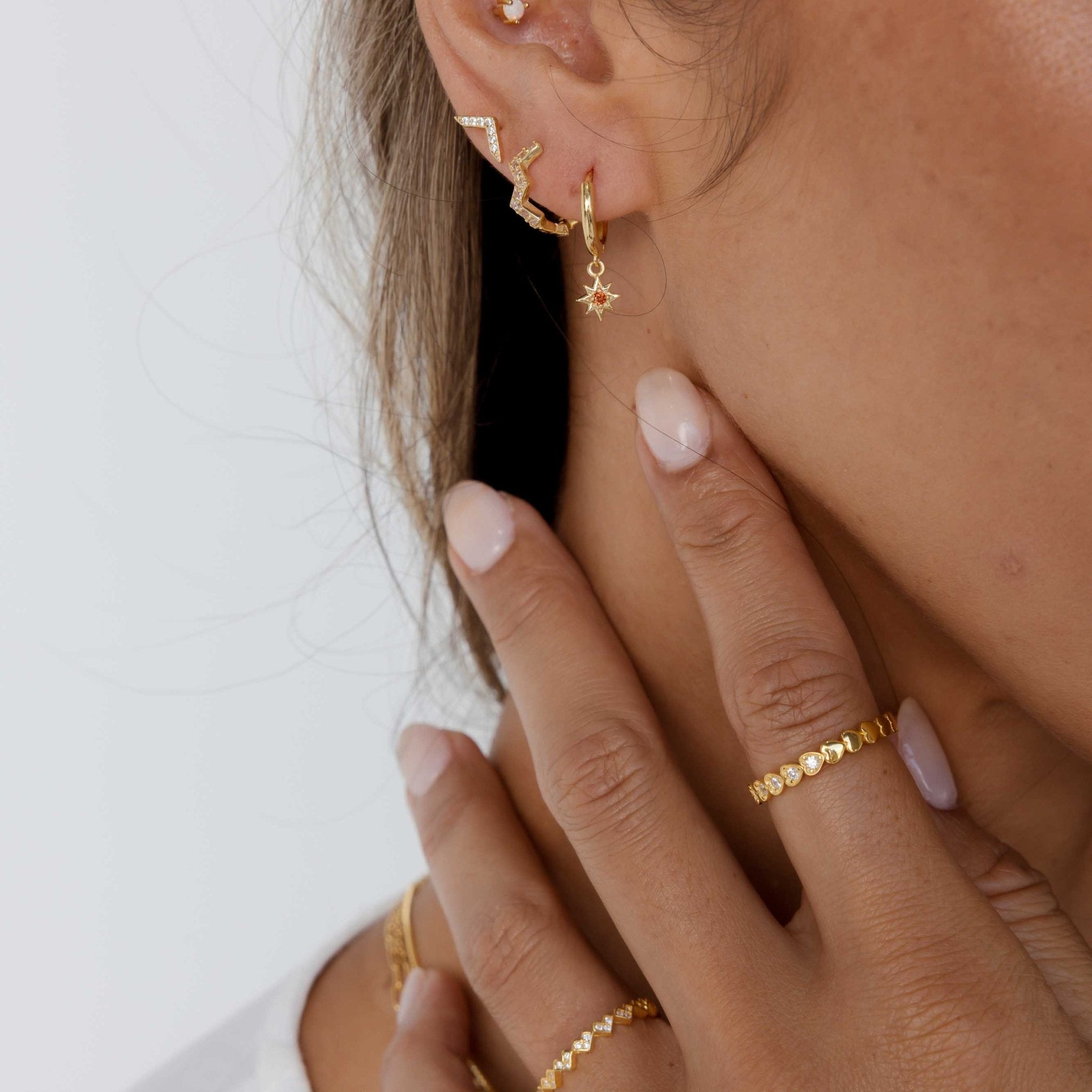 Zig Zag Sapphire Huggie Earrings - Camile & Stone