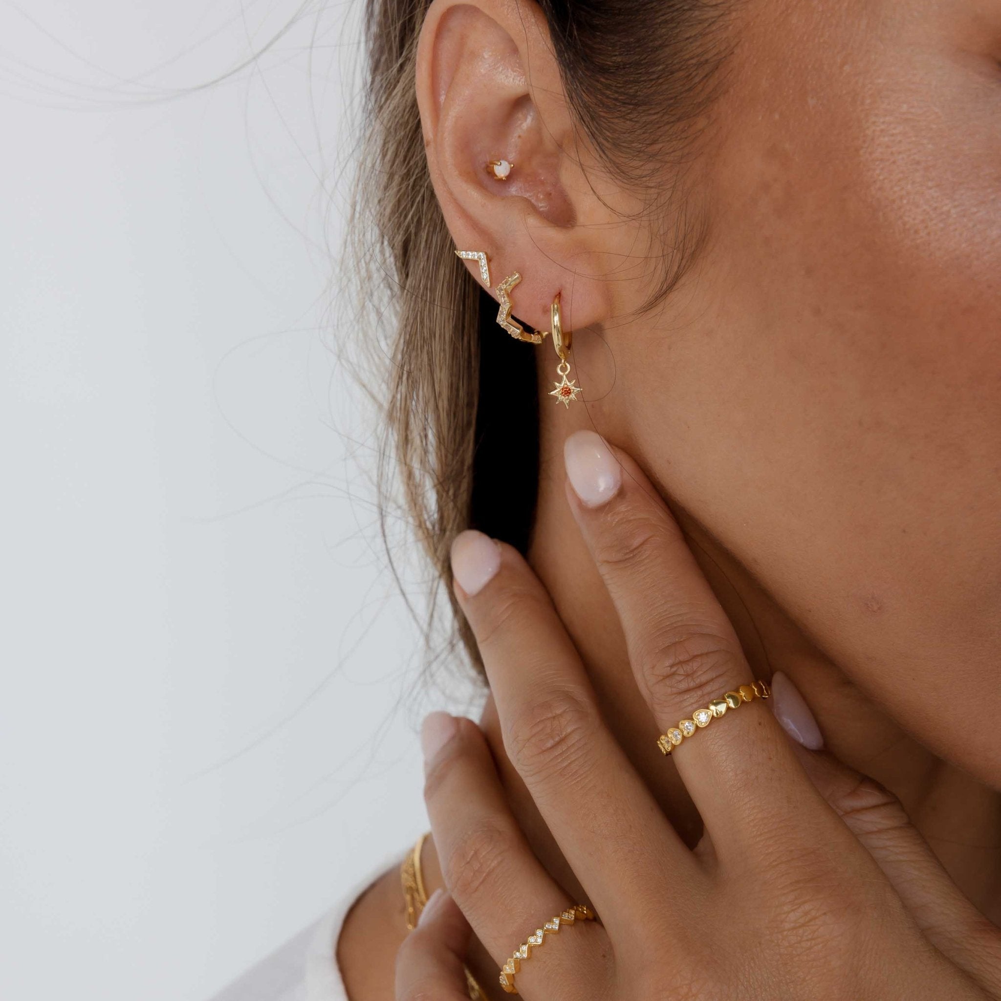 Zig Zag Sapphire Huggie Earrings - Camile & Stone