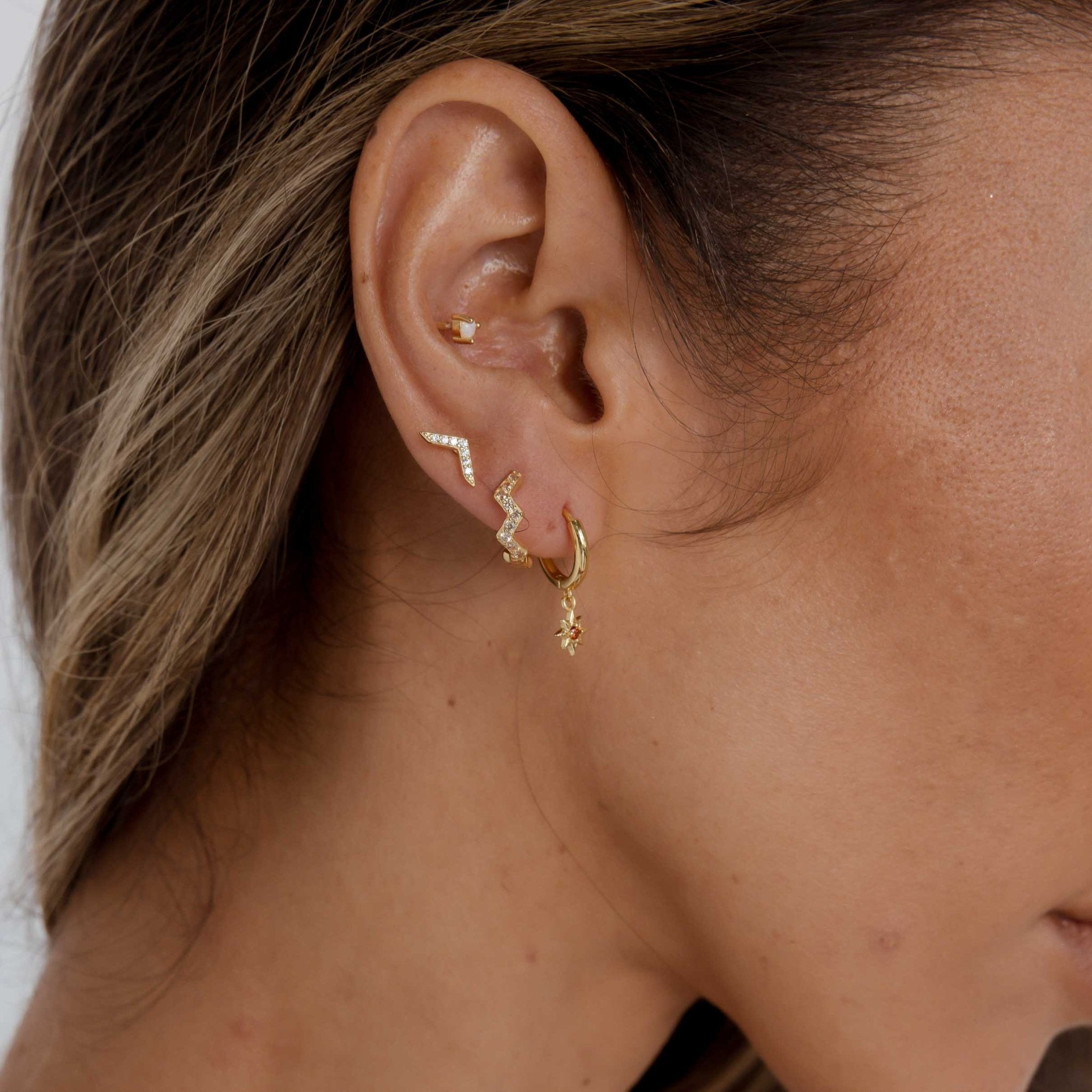 Zig Zag Sapphire Huggie Earrings - Camile & Stone