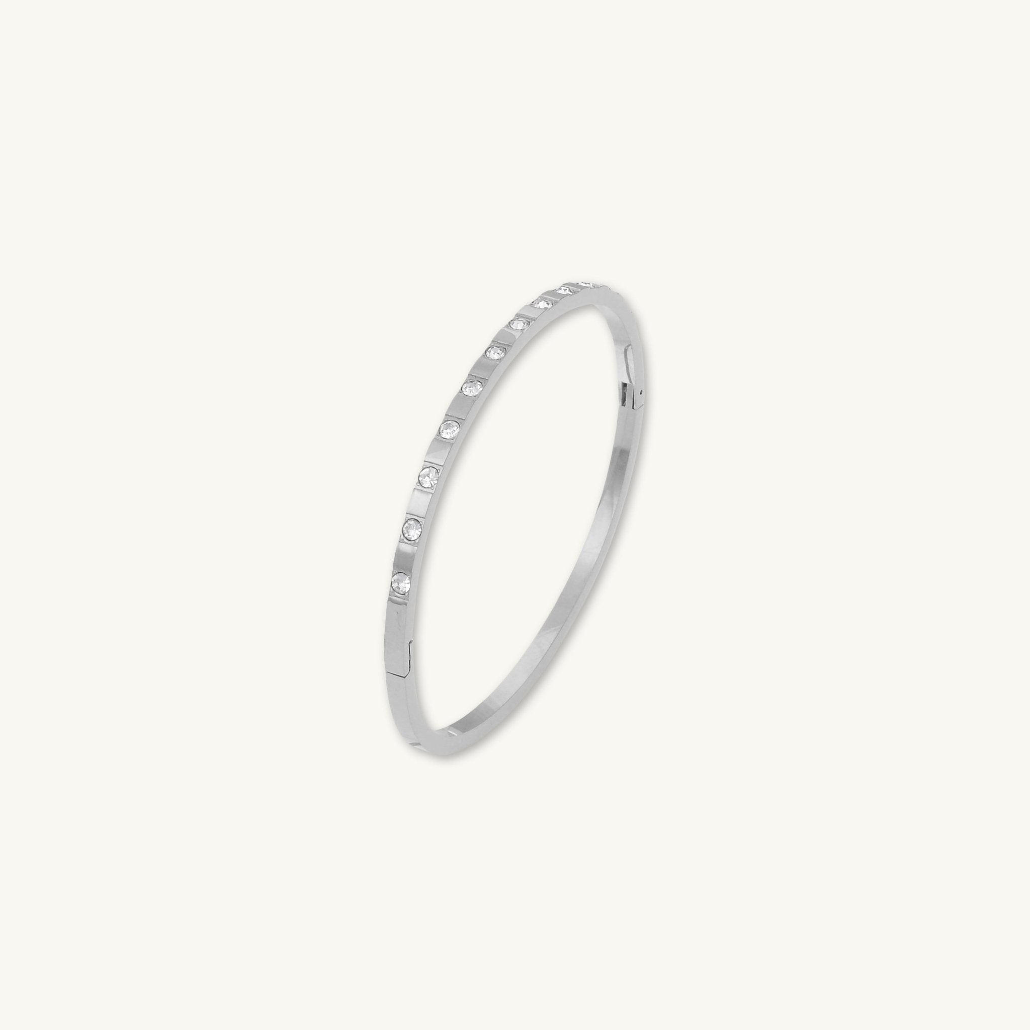Zirconia Hinged Thin Bangle Bracelet - Camile & Stone