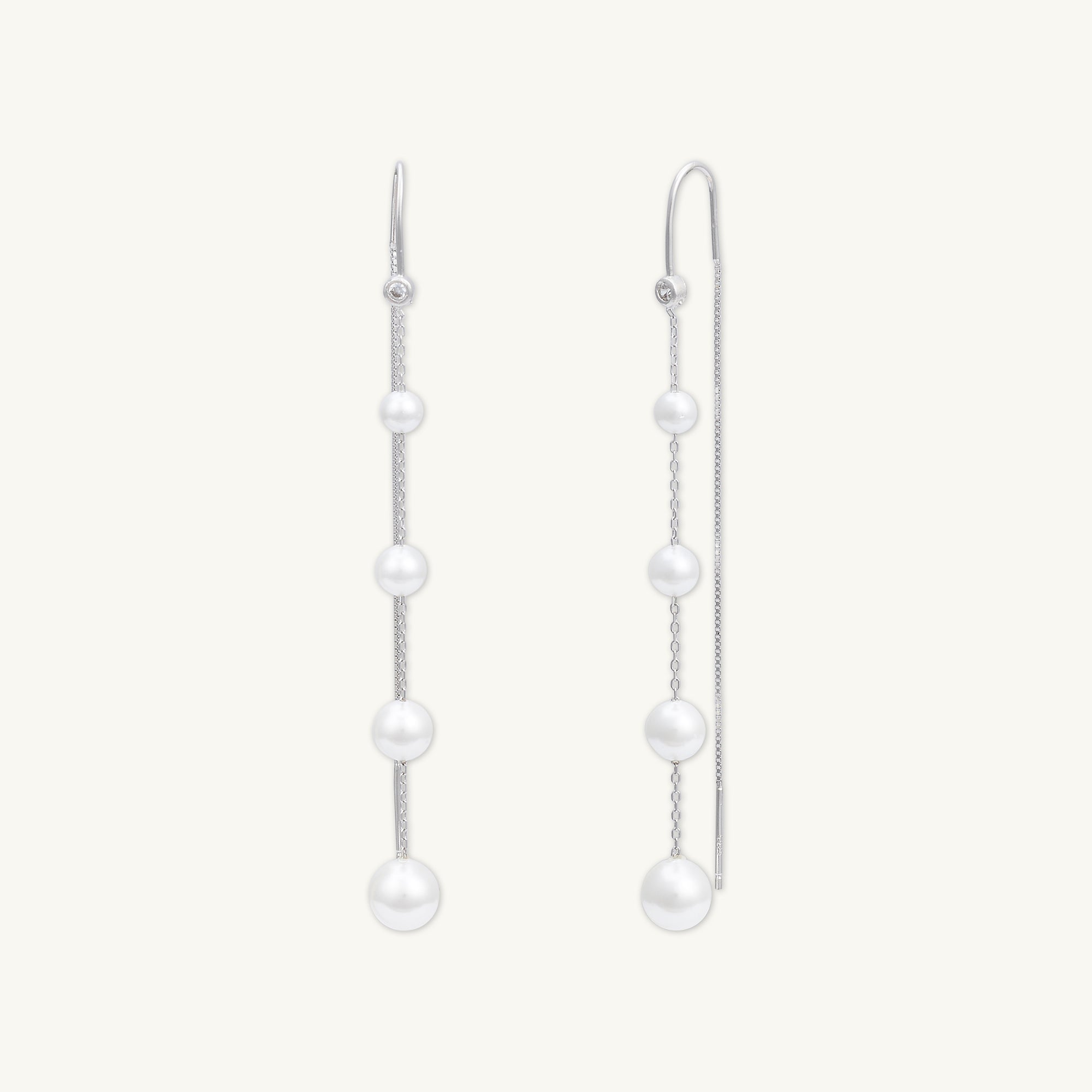 Ascending Pearl Threader Earrings - Camile & Stone