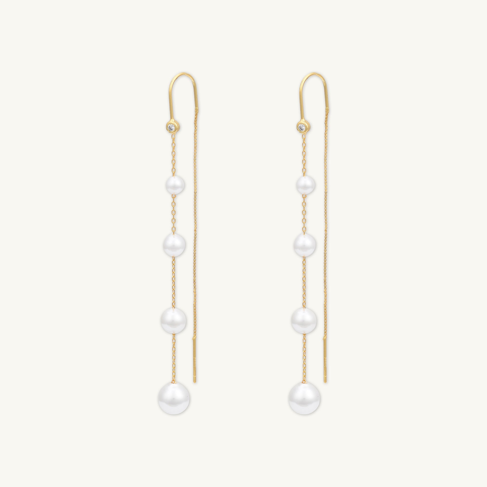 Ascending Pearl Threader Earrings - Camile & Stone