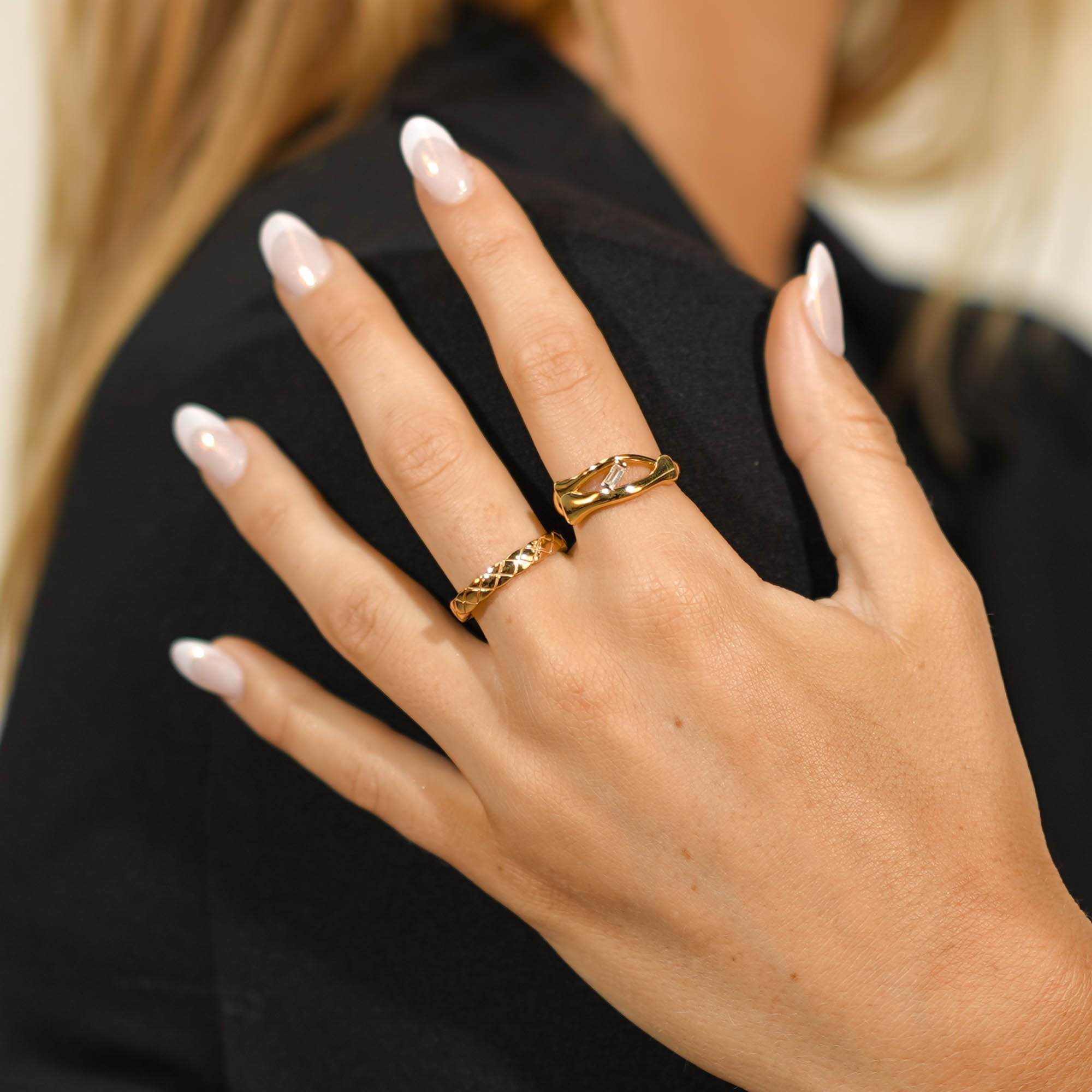 Baguette Open Adjustable Ring - Camile & Stone