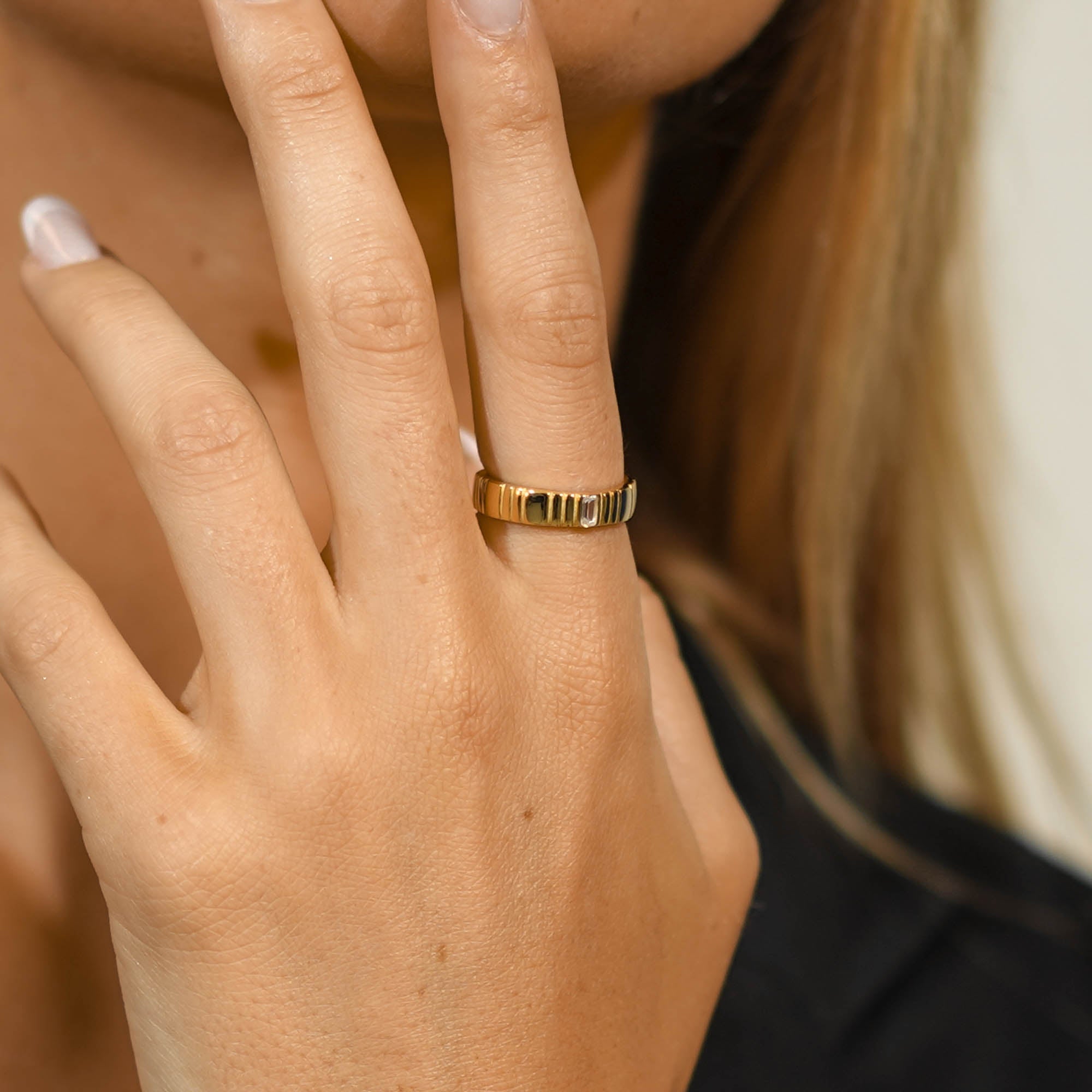 Baguette Ridges Open Ring - Camile & Stone