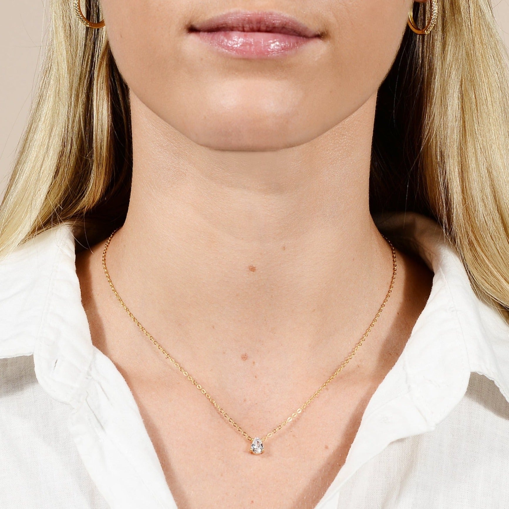 Birthstone Pear Shaped Necklace April - Camile & Stone