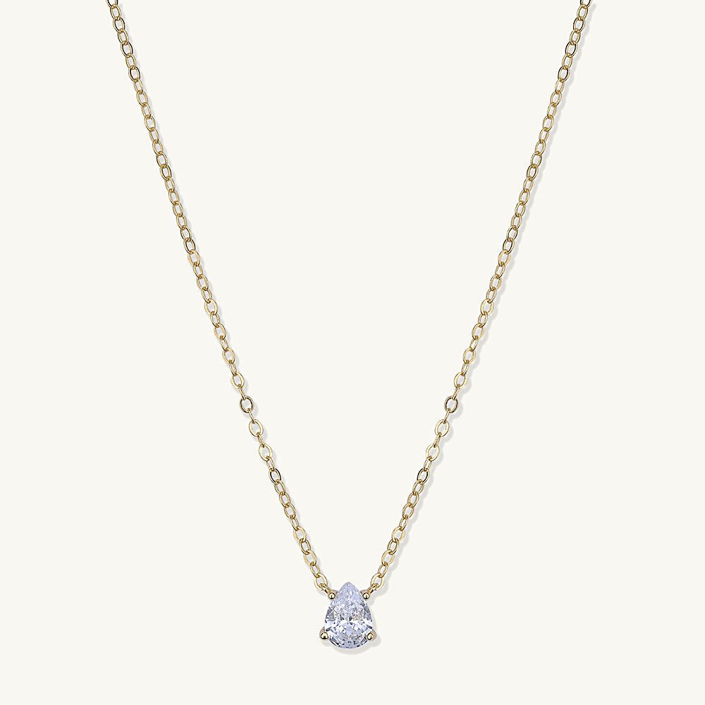 Birthstone Pear Shaped Necklace April - Camile & Stone