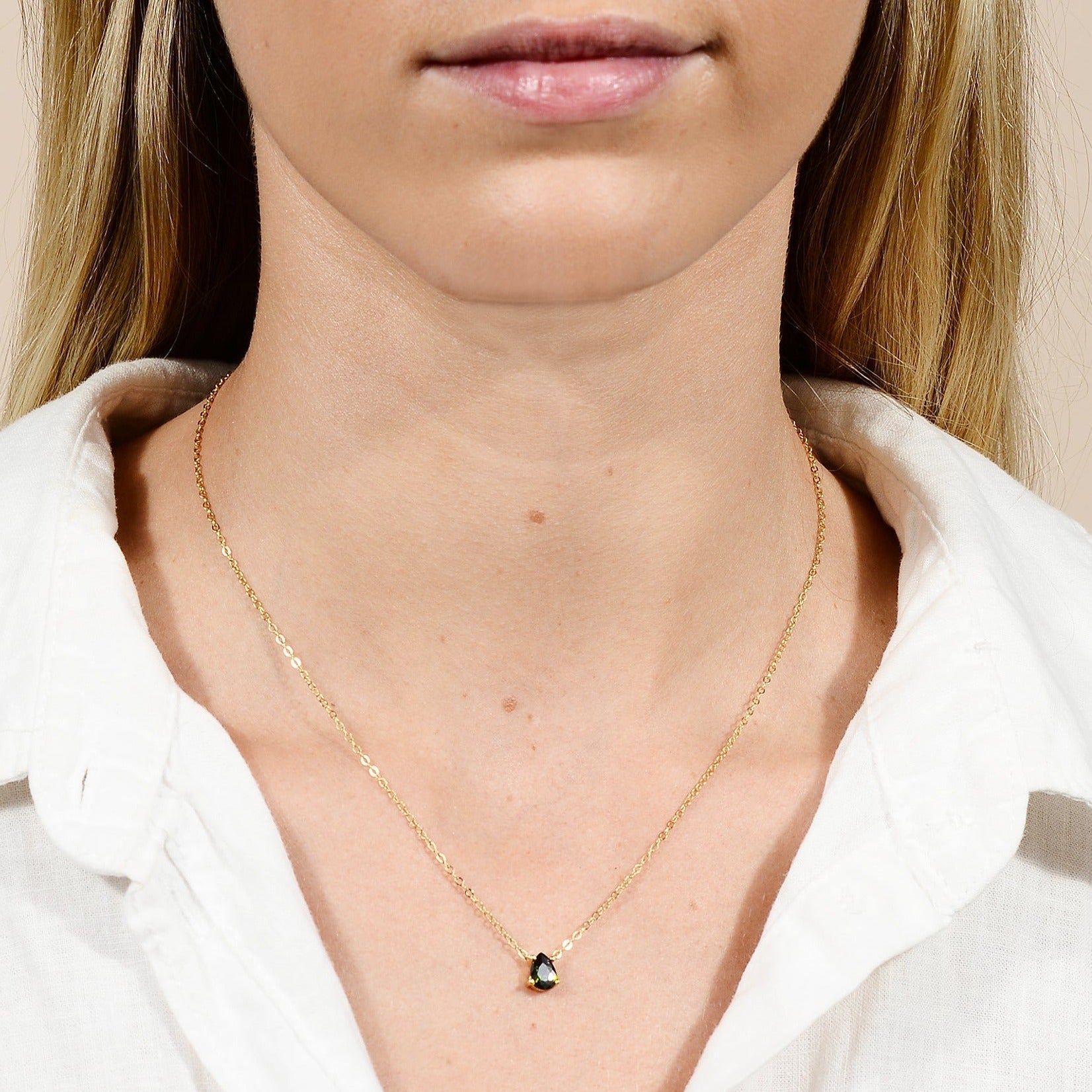 Birthstone Pear Shaped Necklace August - Camile & Stone