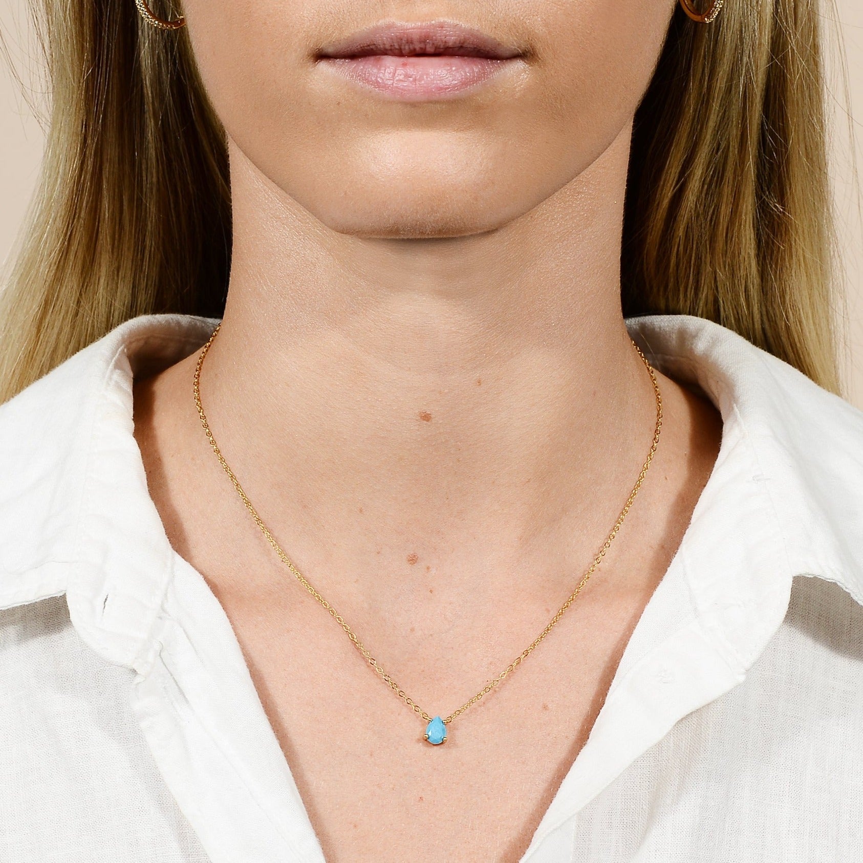 Birthstone Pear Shaped Necklace December - Camile & Stone