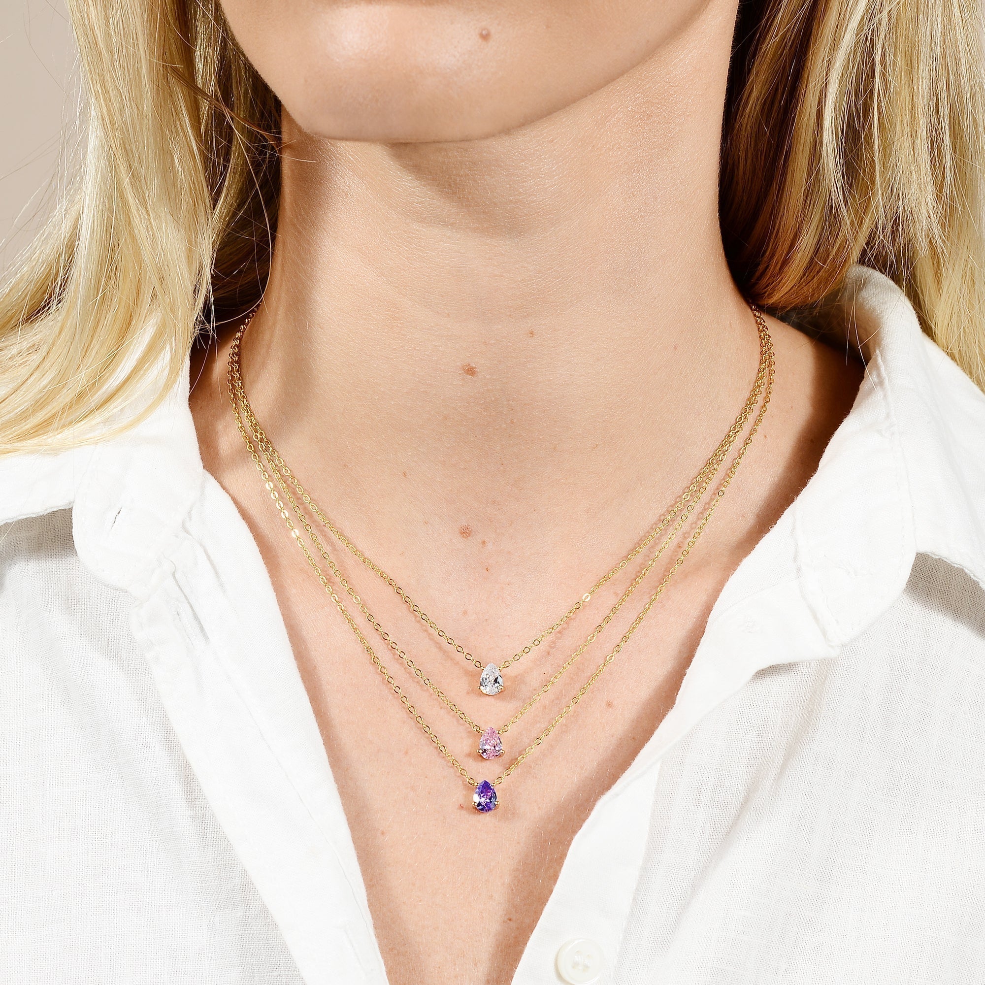 Birthstone Pear Shaped Necklace July - Camile & Stone