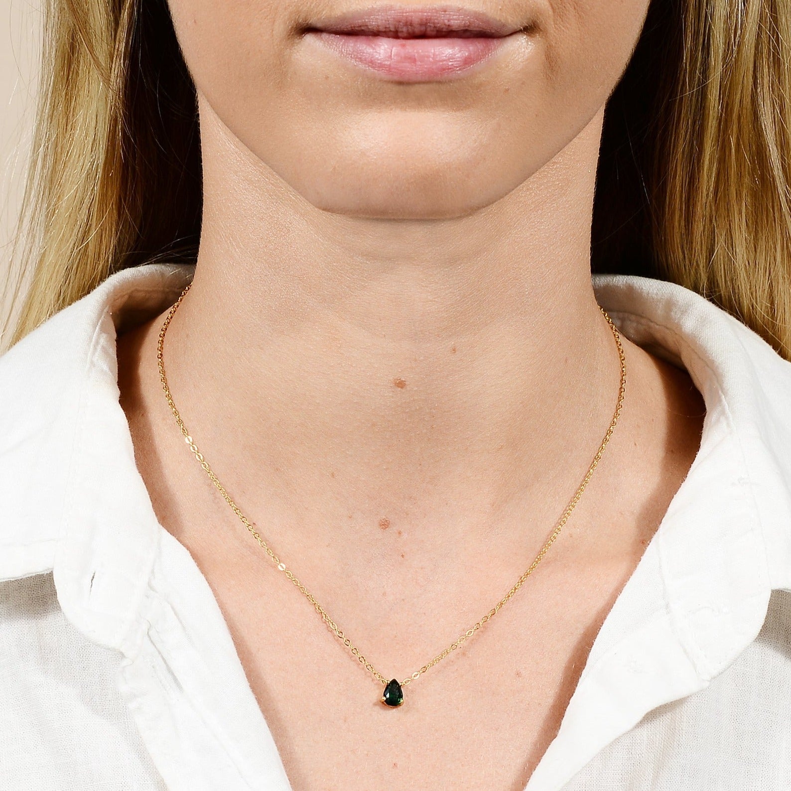 Birthstone Pear Shaped Necklace May - Camile & Stone