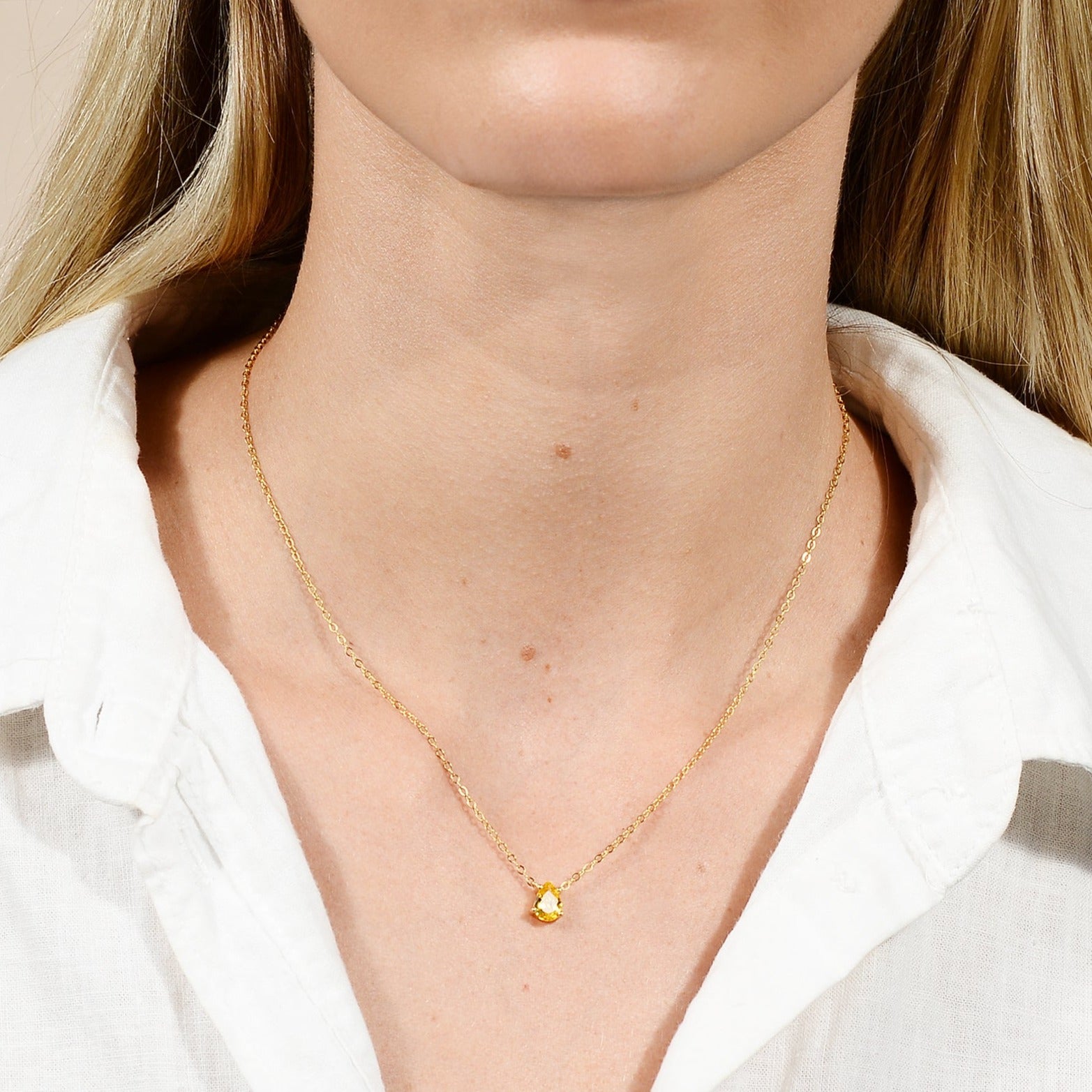 Birthstone Pear Shaped Necklace November - Camile & Stone