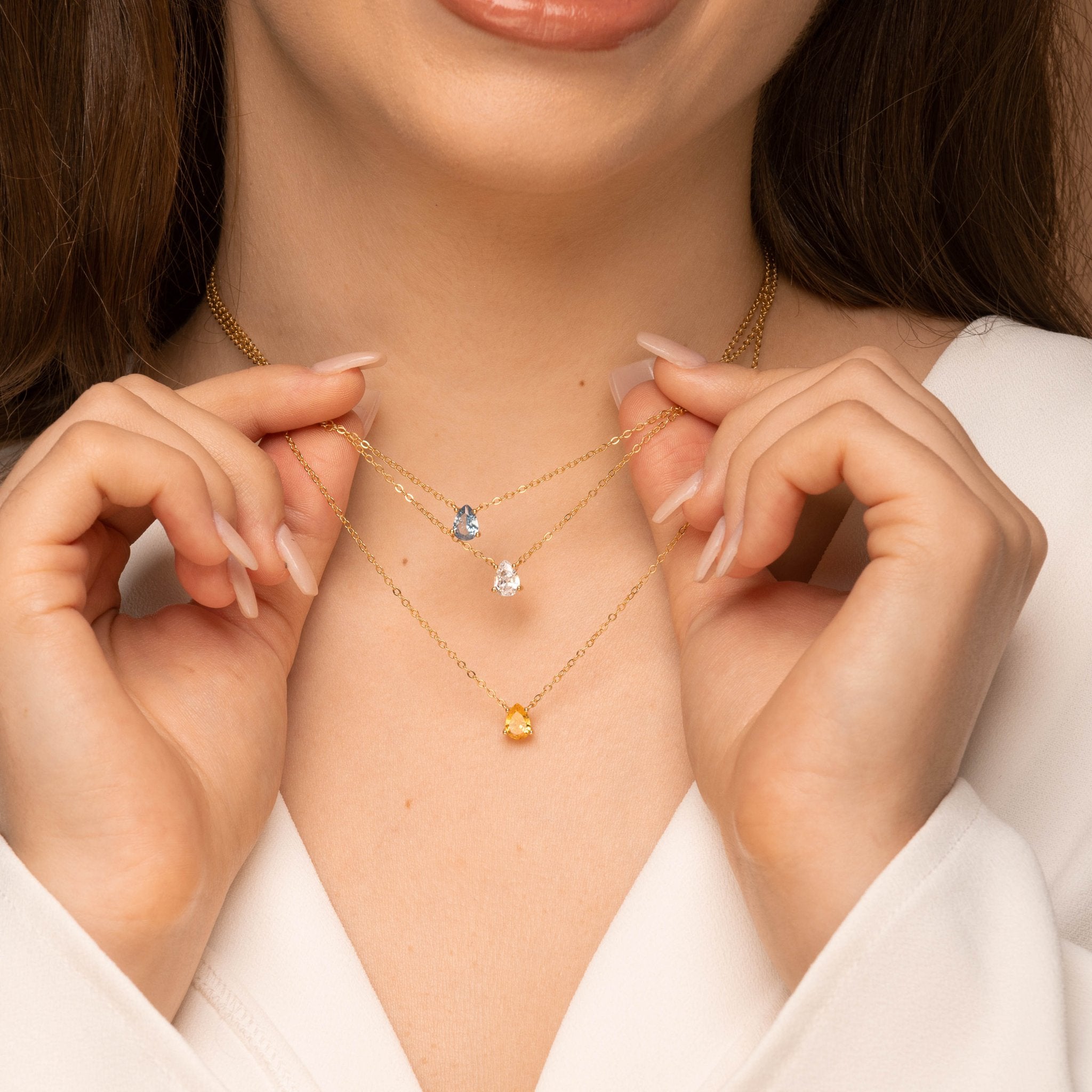 Birthstone Pear Shaped Necklace November - Camile & Stone