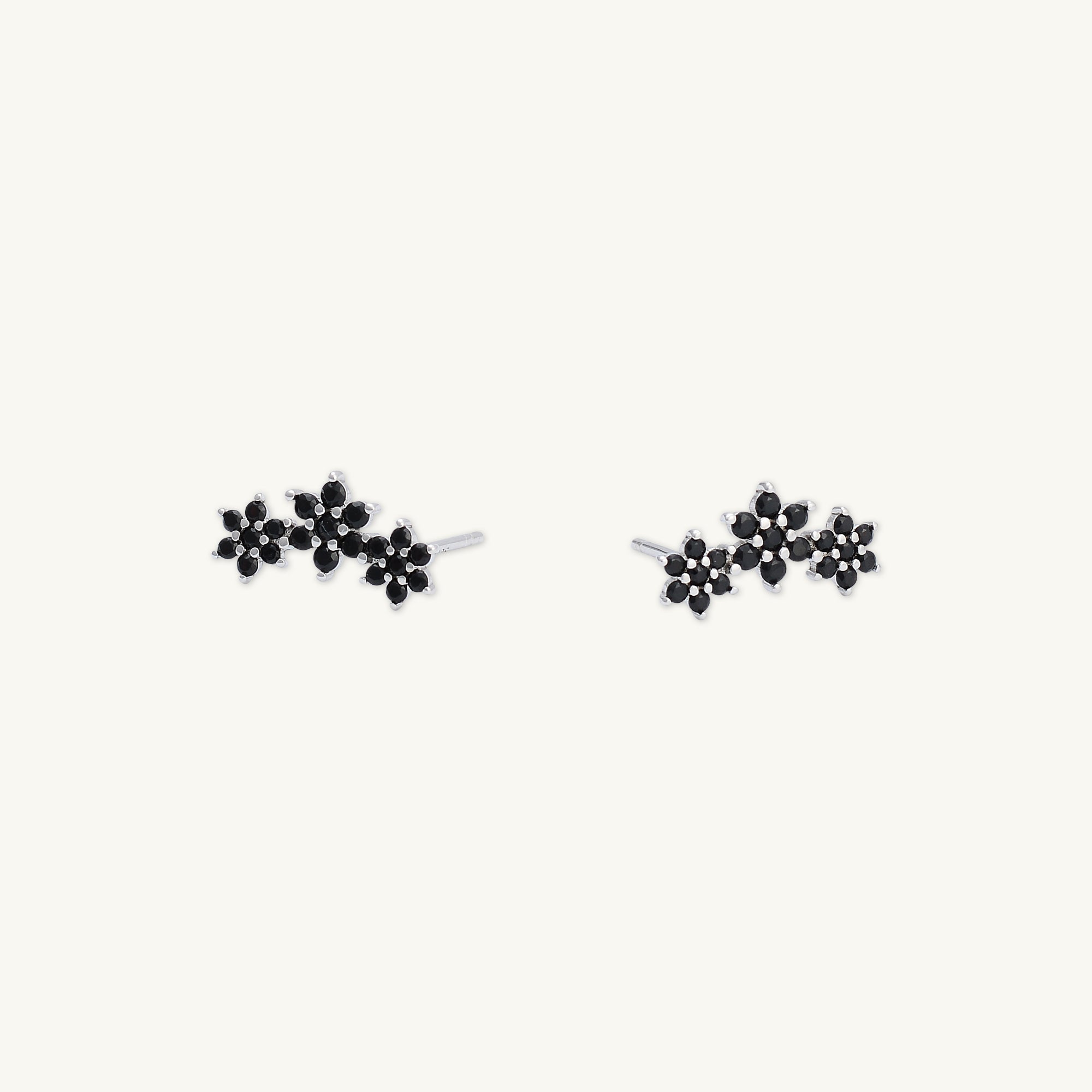 Black Daisy Cluster Sapphire Earrings - Camile & Stone