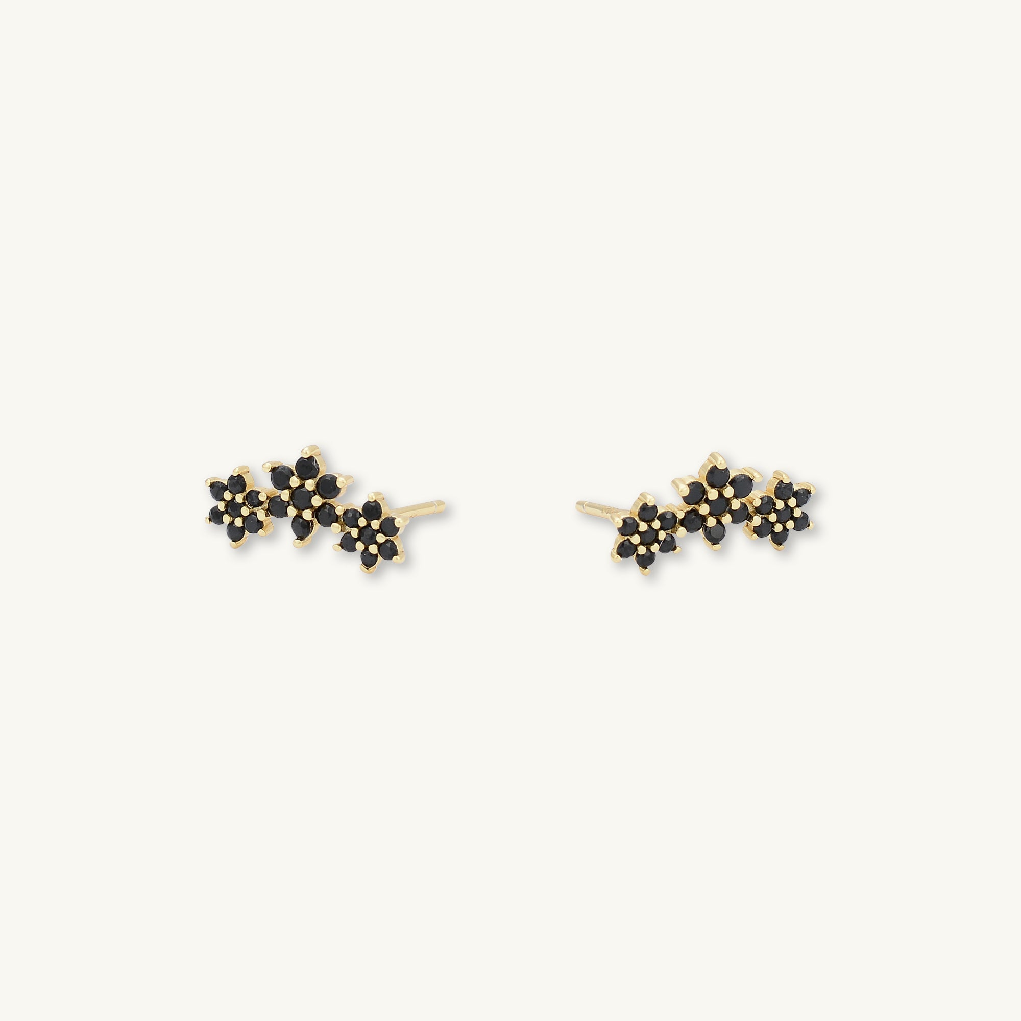 Black Daisy Cluster Sapphire Earrings - Camile & Stone