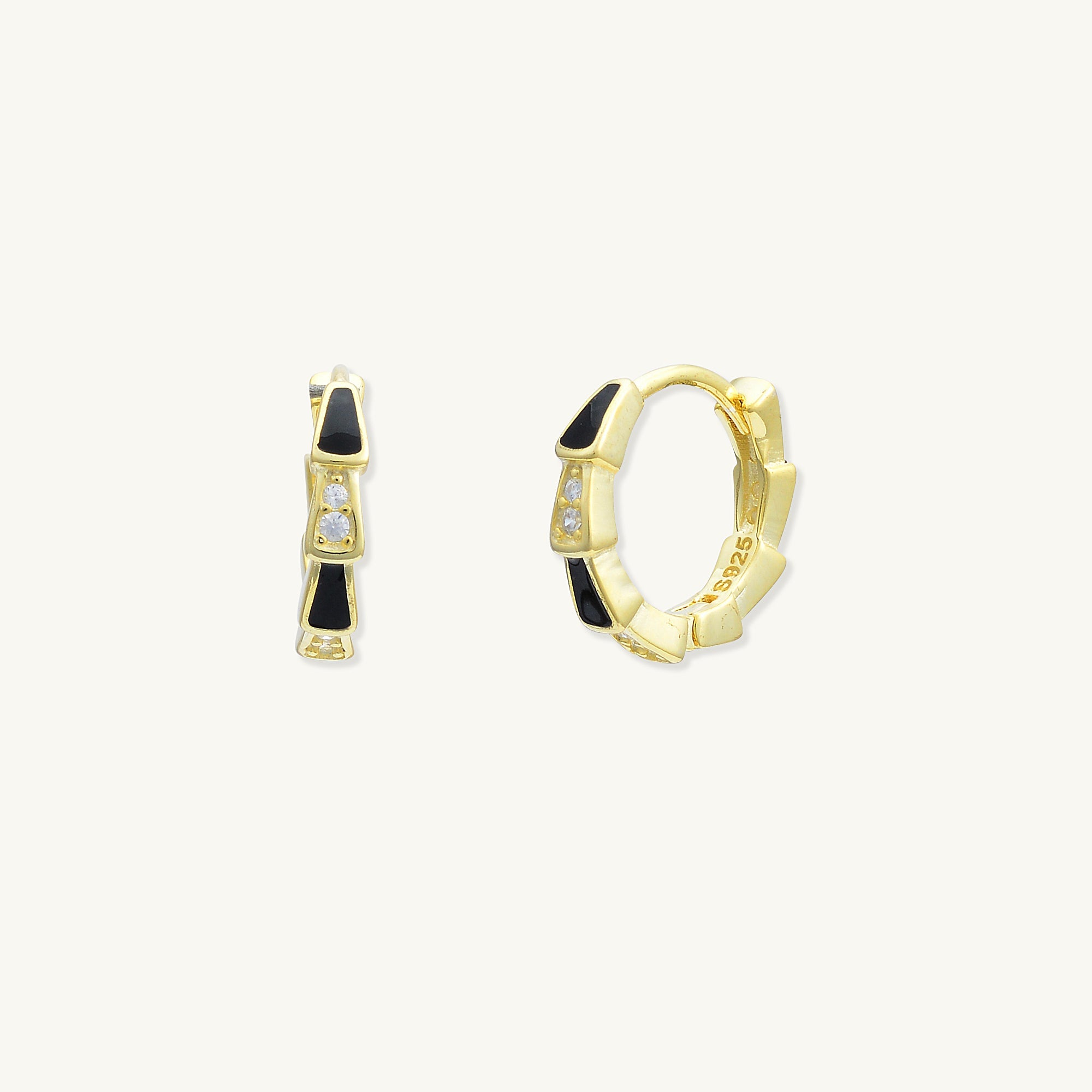 Black Onyx Spark Sapphire Hoops - Camile & Stone