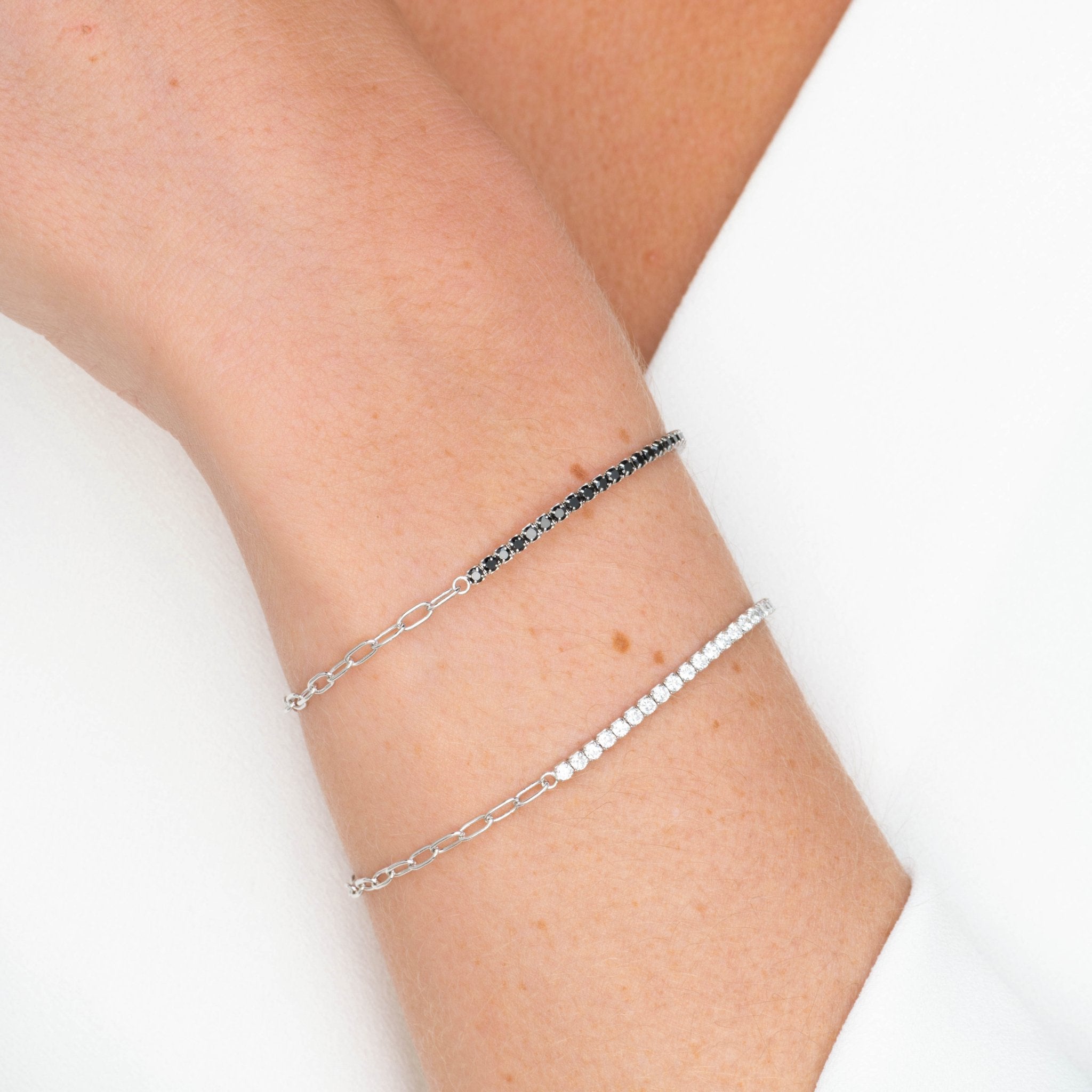 Black Tennis Link Chain Bracelet - Camile & Stone