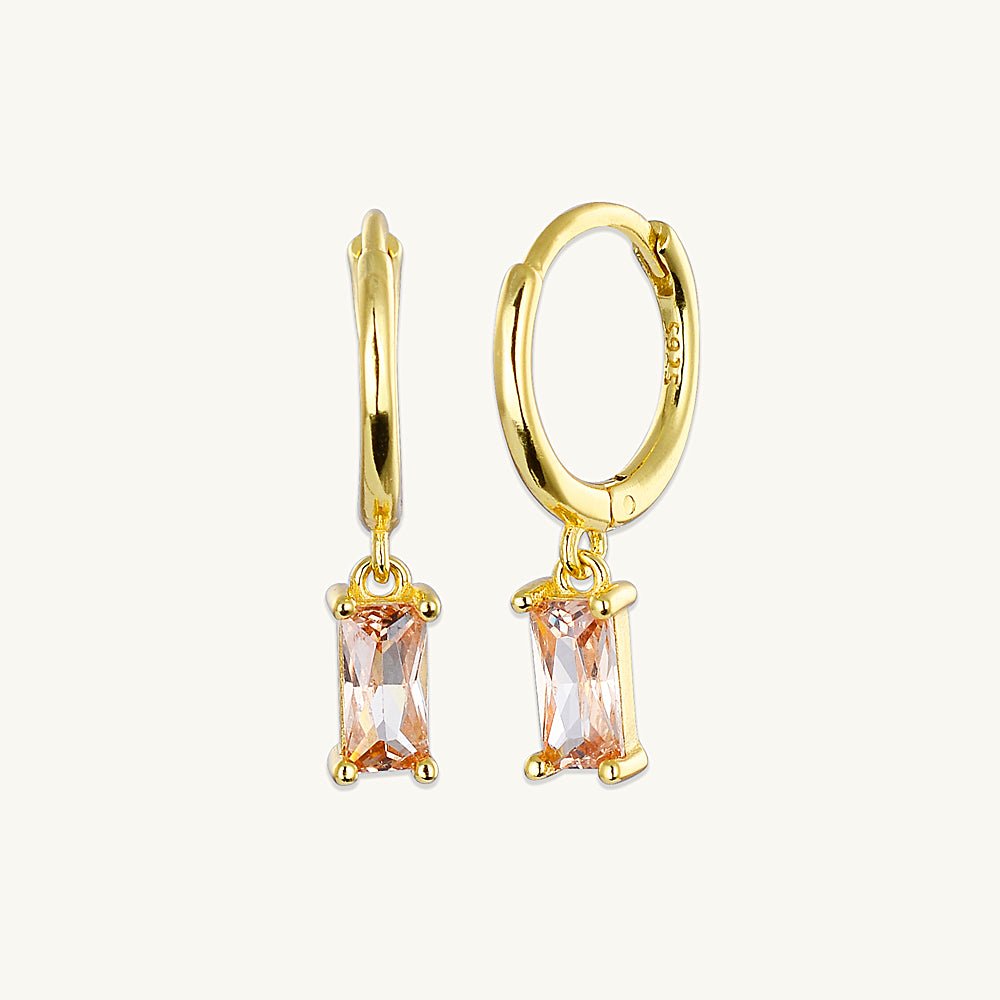Champagne Baguette Hoop Earrings - Camile & Stone